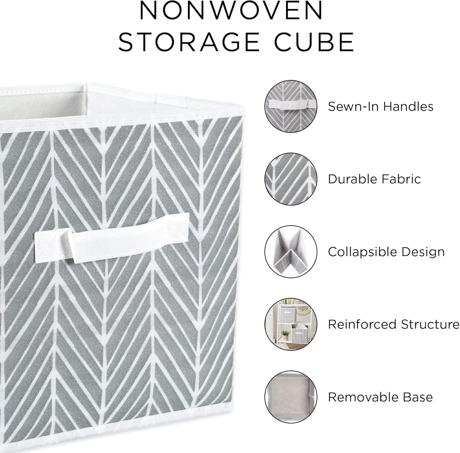 DII Nonwoven Polyester Cube Small Dots Gray and White Square 13x13x13 Set of 2