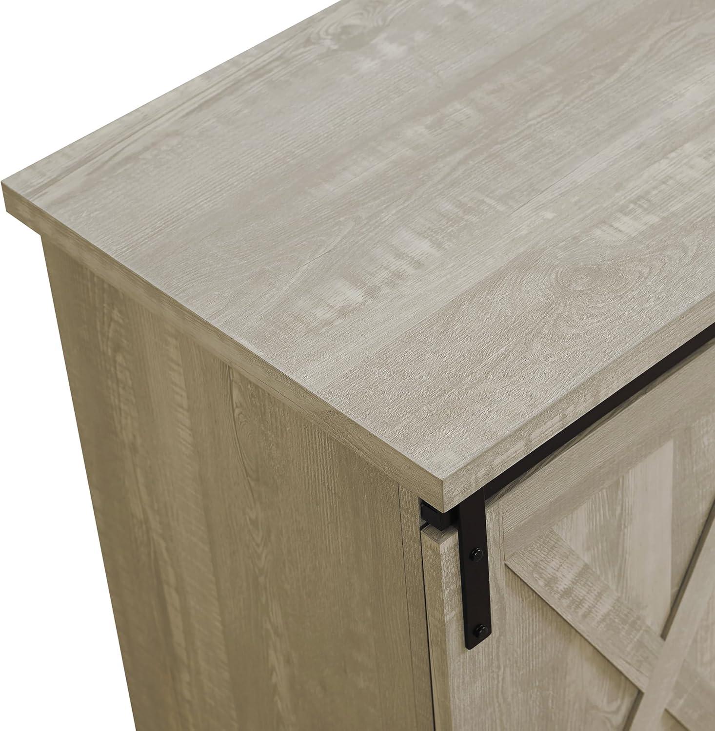 Stone Grey Modern Farmhouse 58" TV Stand with Barn Door Cabinets