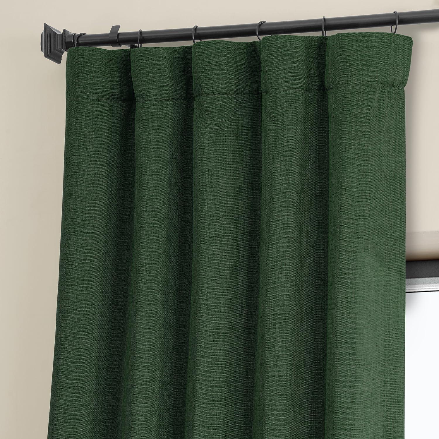 HPD Half Price Drapes Key Green Faux Linen Room Darkening Curtains for Bedroom & Living Room Curtains (1 Panel), Door & Window Curtains 84 inches long, Rod Pocket Curtains & Drapes, 50W X 84L