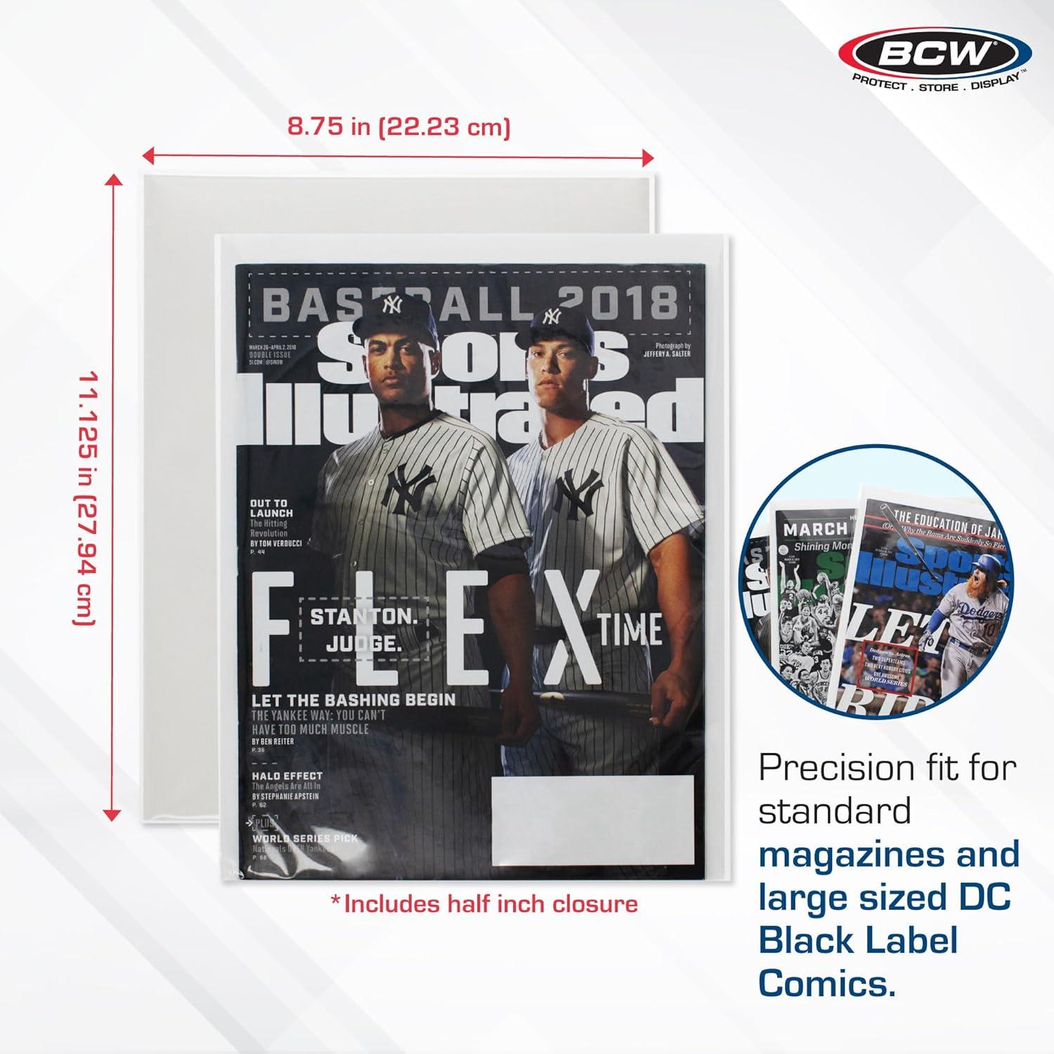 BCW Magazine Premade Resealable Bags and Boards | Standard Size 8 ¾" x 11⅛" | Pre-Loaded Boards in Magazine Sleeve Protectors | Ideal for Packaging and Protecting Magazines (25, Resealable)