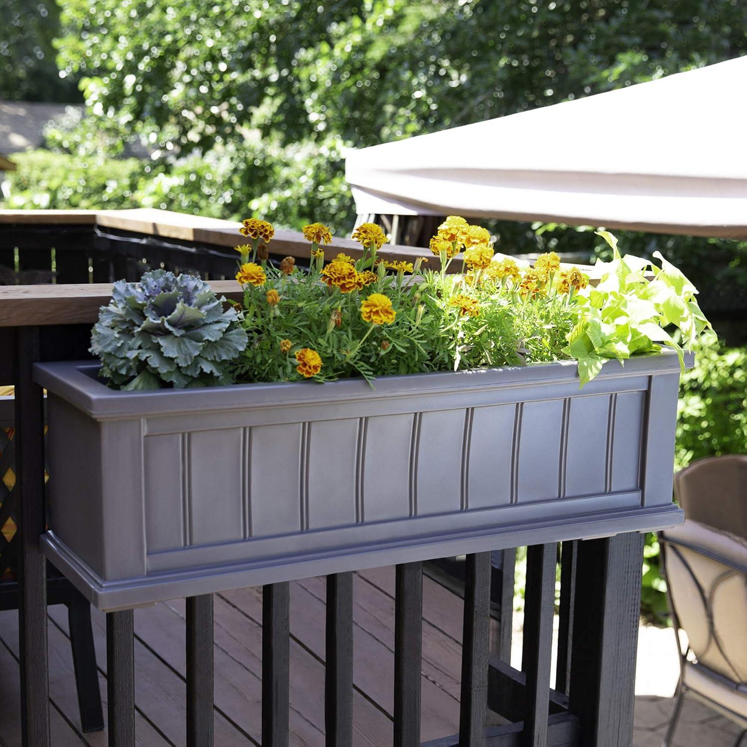 Mayne Cape Cod 36" x 11" x 10.8" Rectangle Graphite Grey Self-Watering Polyethylene Window Box Planter