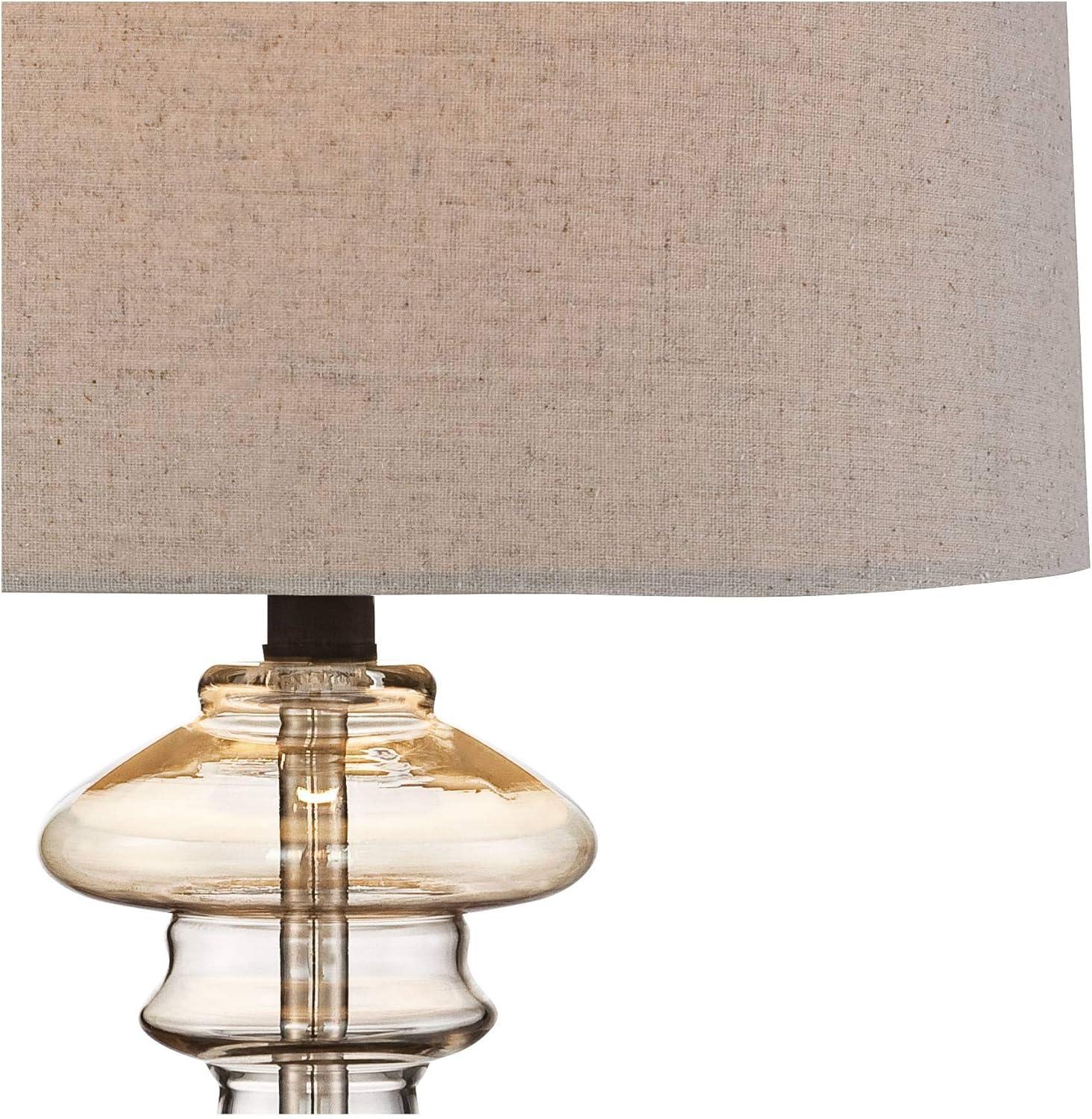 Elegant Champagne Gold Glass Table Lamp with Taupe Drum Shade