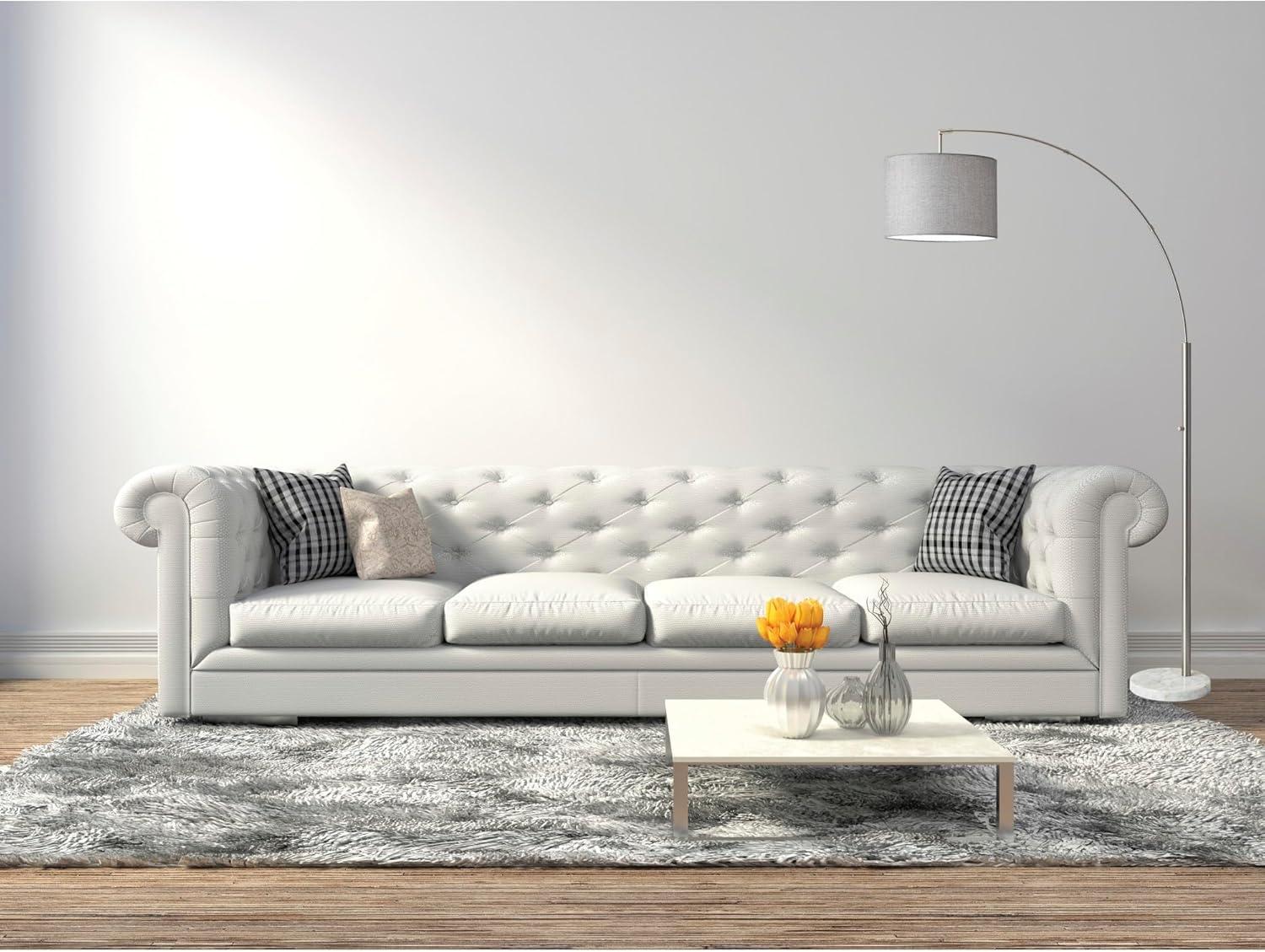 73.5" Bowery Arc Lamp Steel - Adesso: Contemporary Design, ETL Listed, Linen Shade, Metal Body