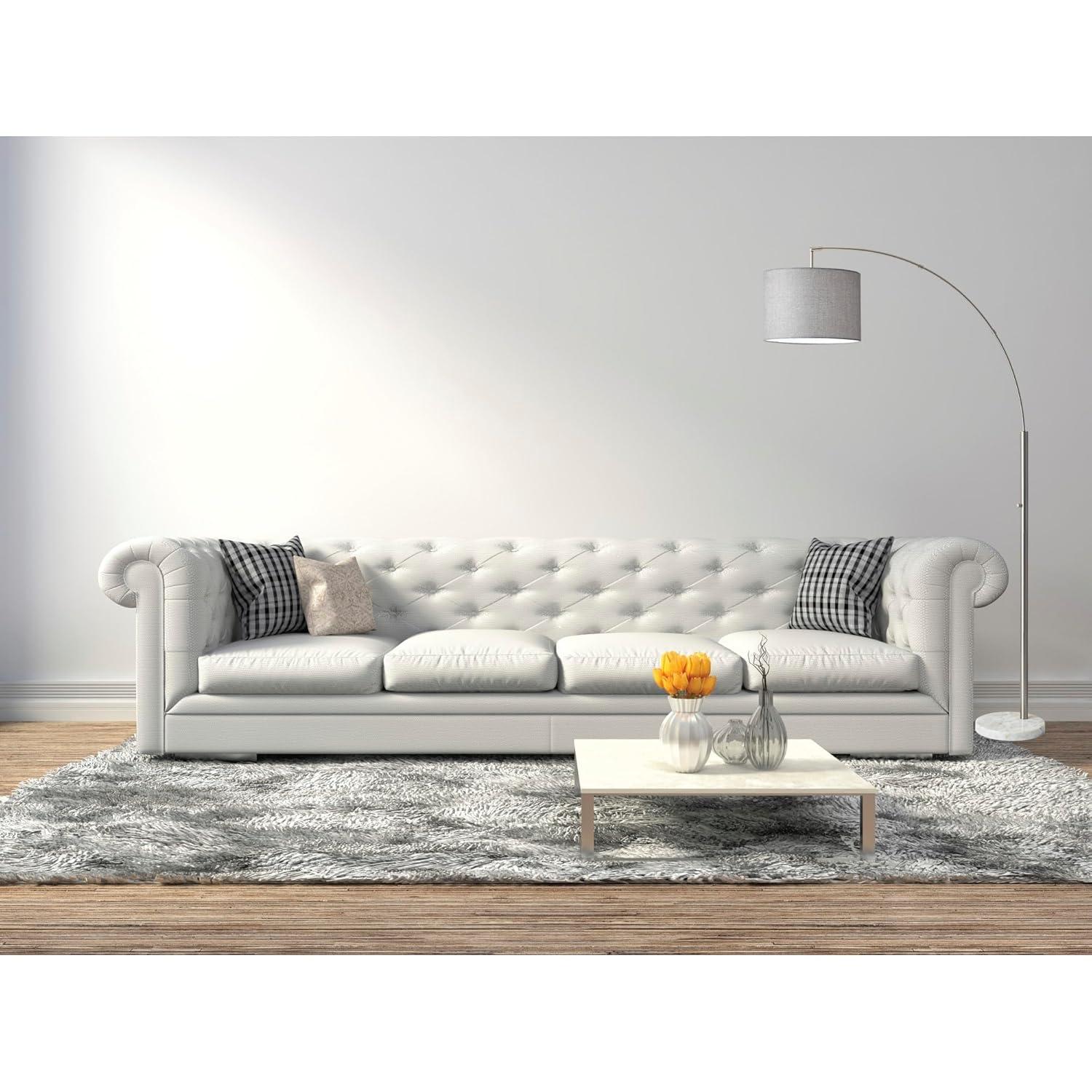 73.5" Bowery Arc Lamp Steel - Adesso: Contemporary Design, ETL Listed, Linen Shade, Metal Body