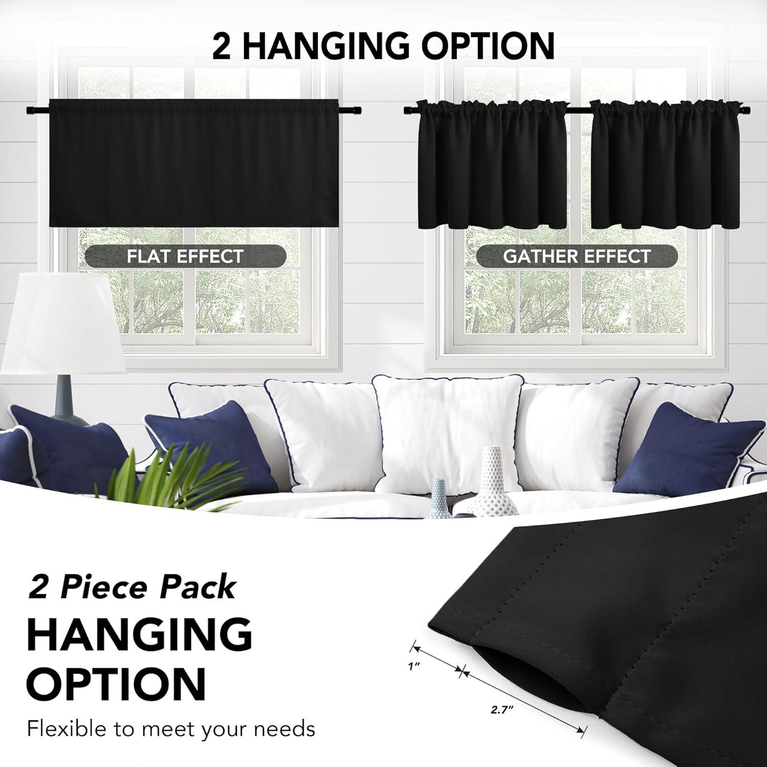 Deconovo Rod Pocket Blackout Curtains for Living Room, 2 Panels, Thermal Insulated, 38" x 63", Black
