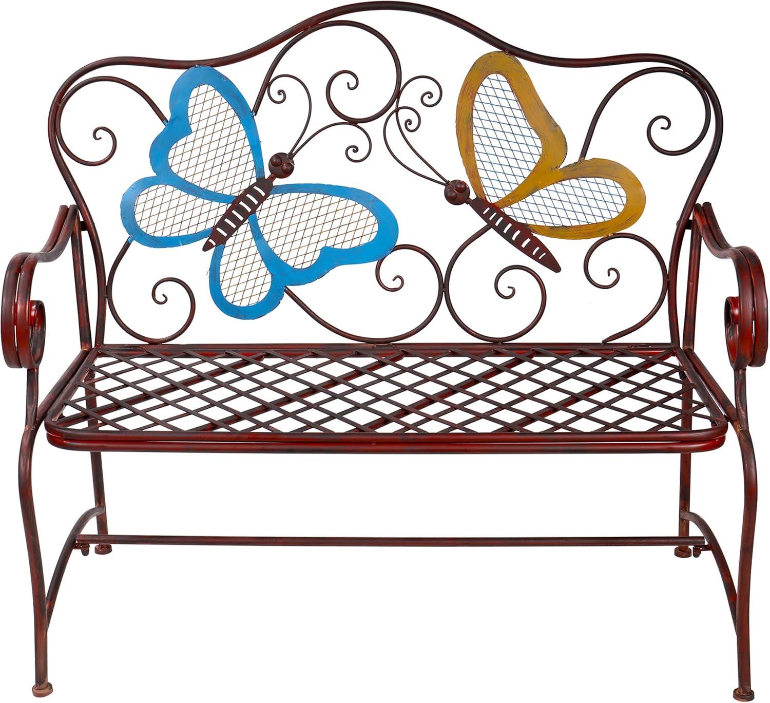 Rustic Bronze Iron Butterfly Garden Bench - 46" Length