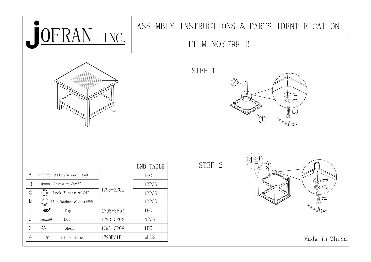 Jofran Baroque End Table with Mosaic Tile Inlay