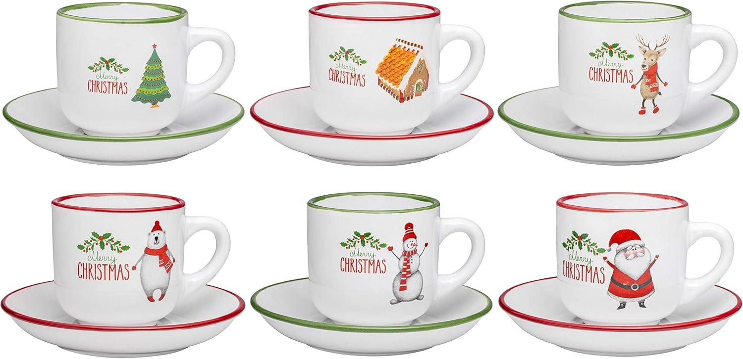 Bruntmor | Espresso Cups With Saucers By Bruntmor - 6 Ounce - Set Of 6 Matte