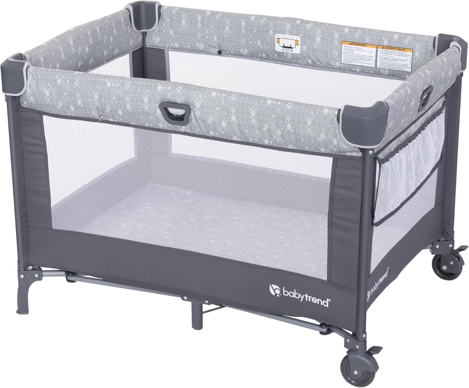 Baby Trend Nursery Den Playard with Snooze Pod and Flip Over Changer - Diamond Sage