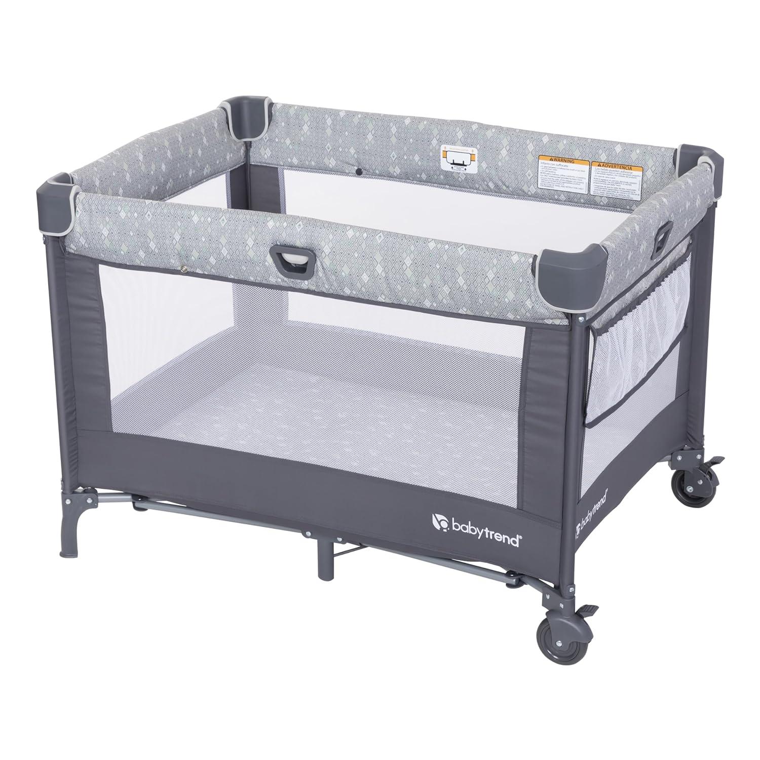 Baby Trend Nursery Den Playard with Snooze Pod and Flip Over Changer - Diamond Sage