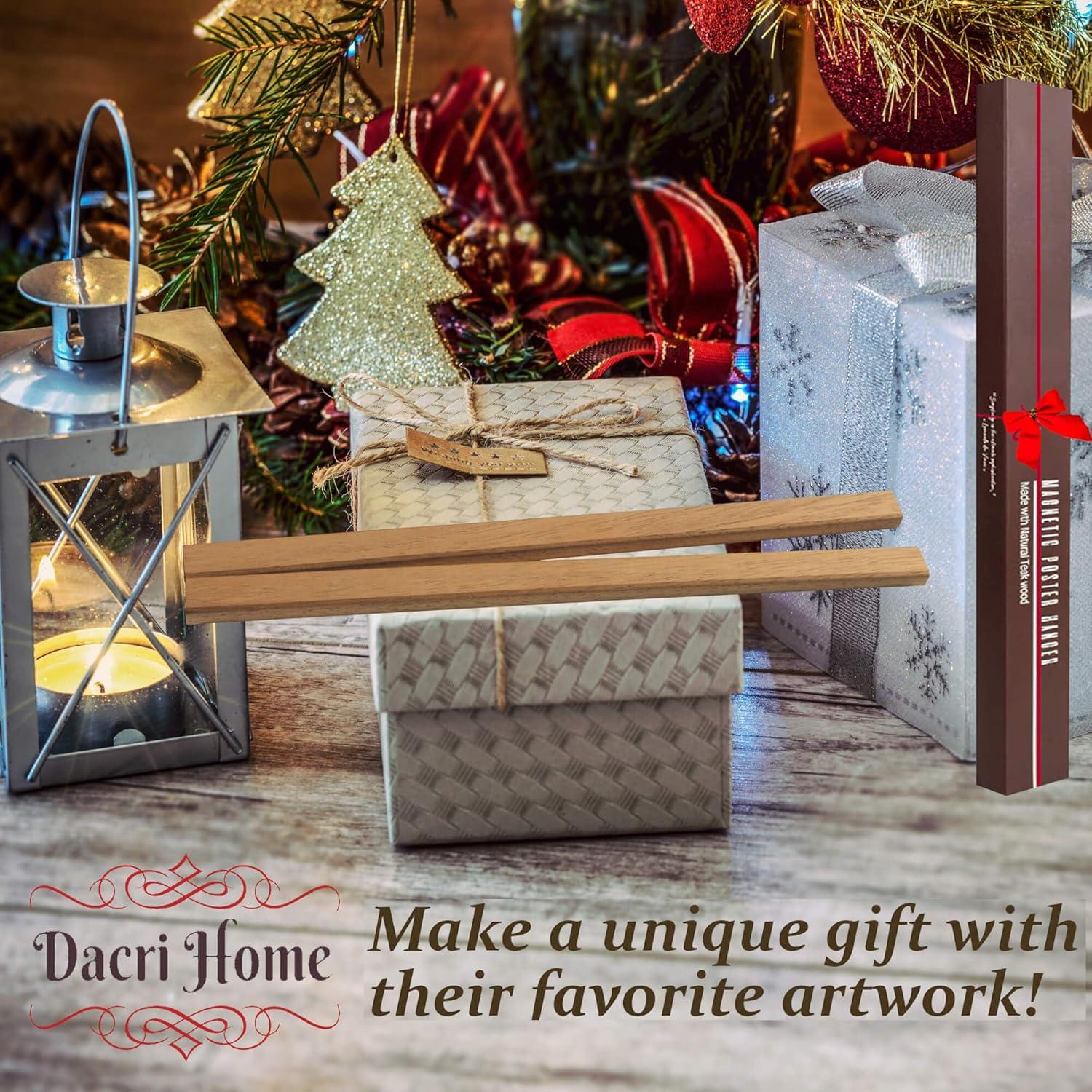 Dacri Home 24 Inch Wide Magnetic Poster Hanger Frame,24x18 24x32 24x36 Wooden Poster Hanger, Strong Magnets for Hanging Posters Maps Pictures Canvas Print Scroll Wall Art (24”, Black)