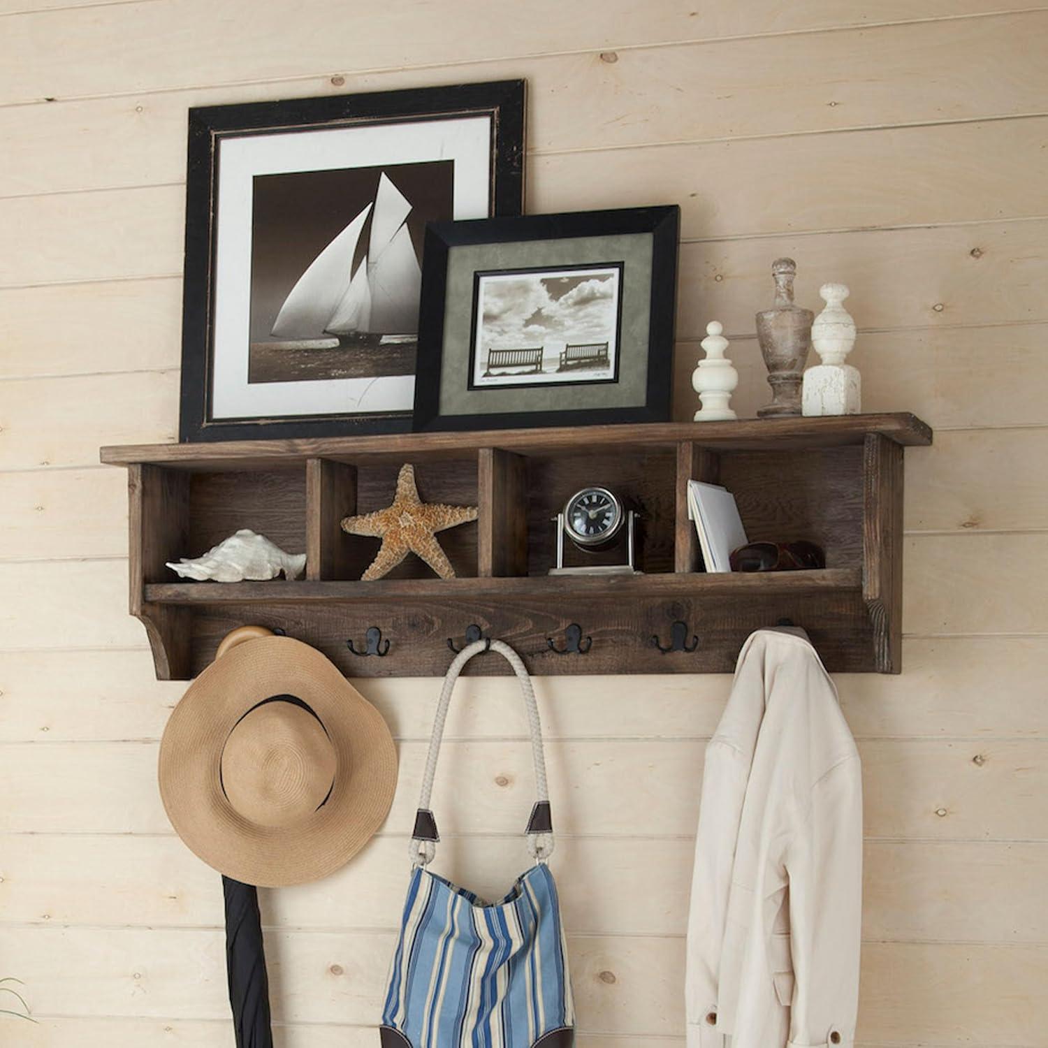 48 in. Pomona Metal & Wood Entryway Coat Hook with Storage Cubbies