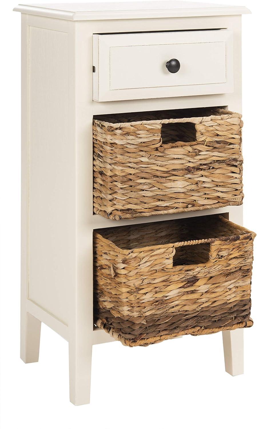 Everly Drawer Side Table - Vintage White - Safavieh.