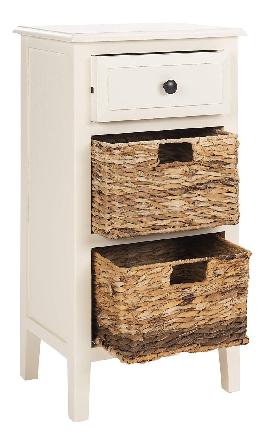 Everly Drawer Side Table - Vintage White - Safavieh.