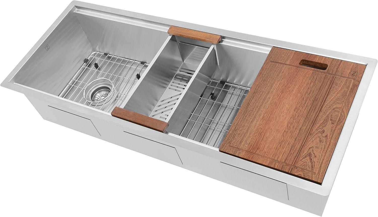 ZLINE 43 in. Garmisch Undermount Single Bowl Stainless Steel Kitchen Sink W/ Bottom Grid & Accessories (SLS-43)