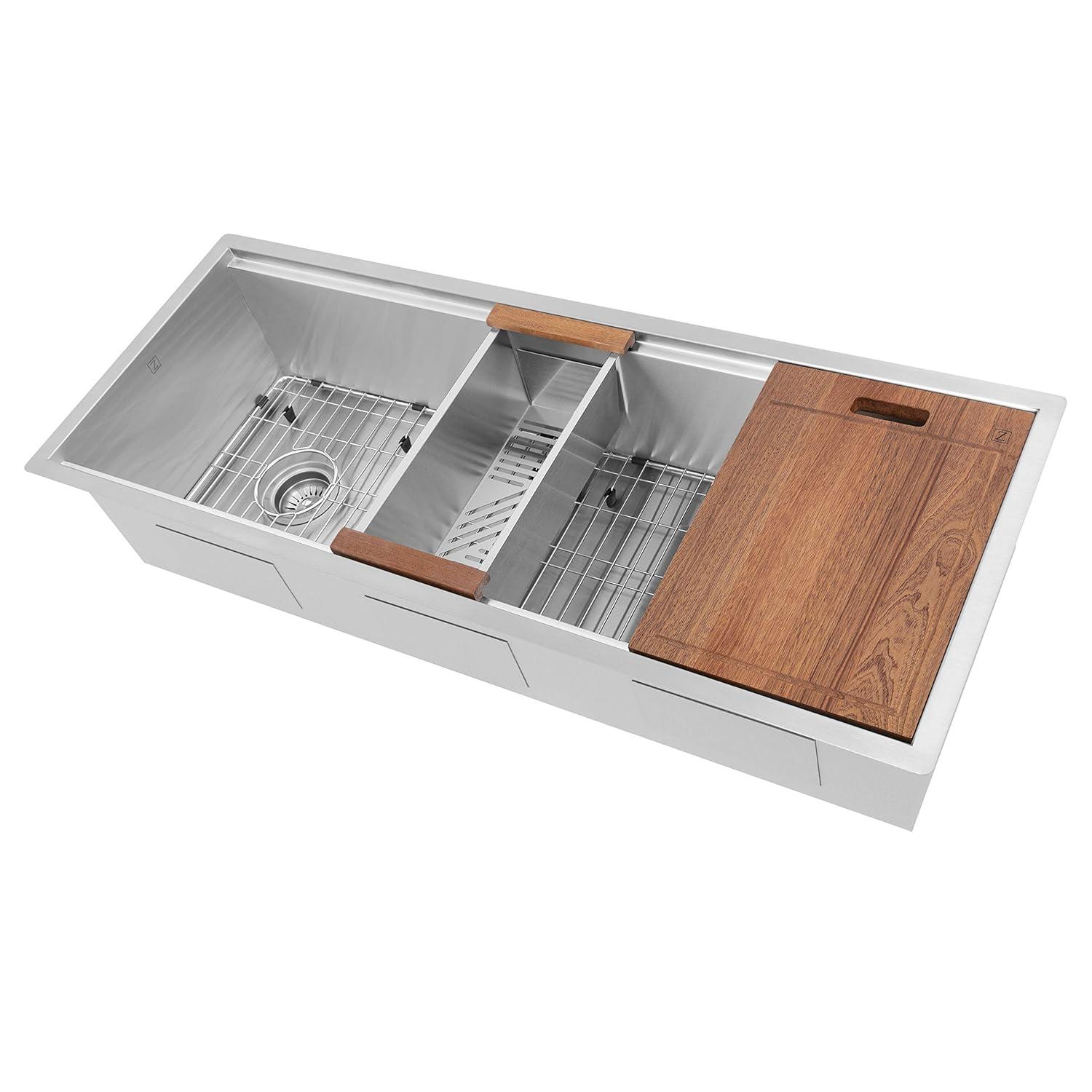 ZLINE 43 in. Garmisch Undermount Single Bowl Stainless Steel Kitchen Sink W/ Bottom Grid & Accessories (SLS-43)