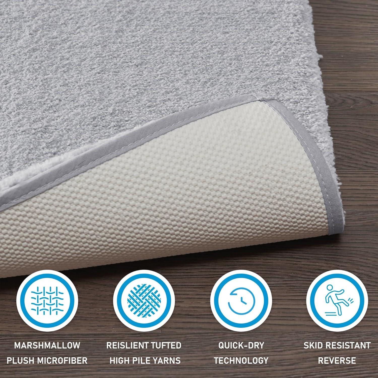 Madison Park Signature Marshmallow Quick Dry Bath Rug with Non-Slip Backing