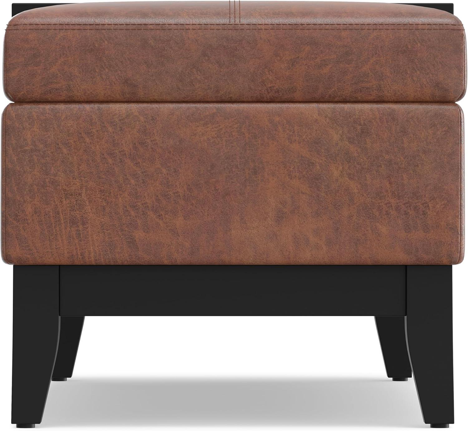 Simpli Home Oregon 42"W Upholstered Storage Ottoman Bench with Lift-Top Lid and Tray