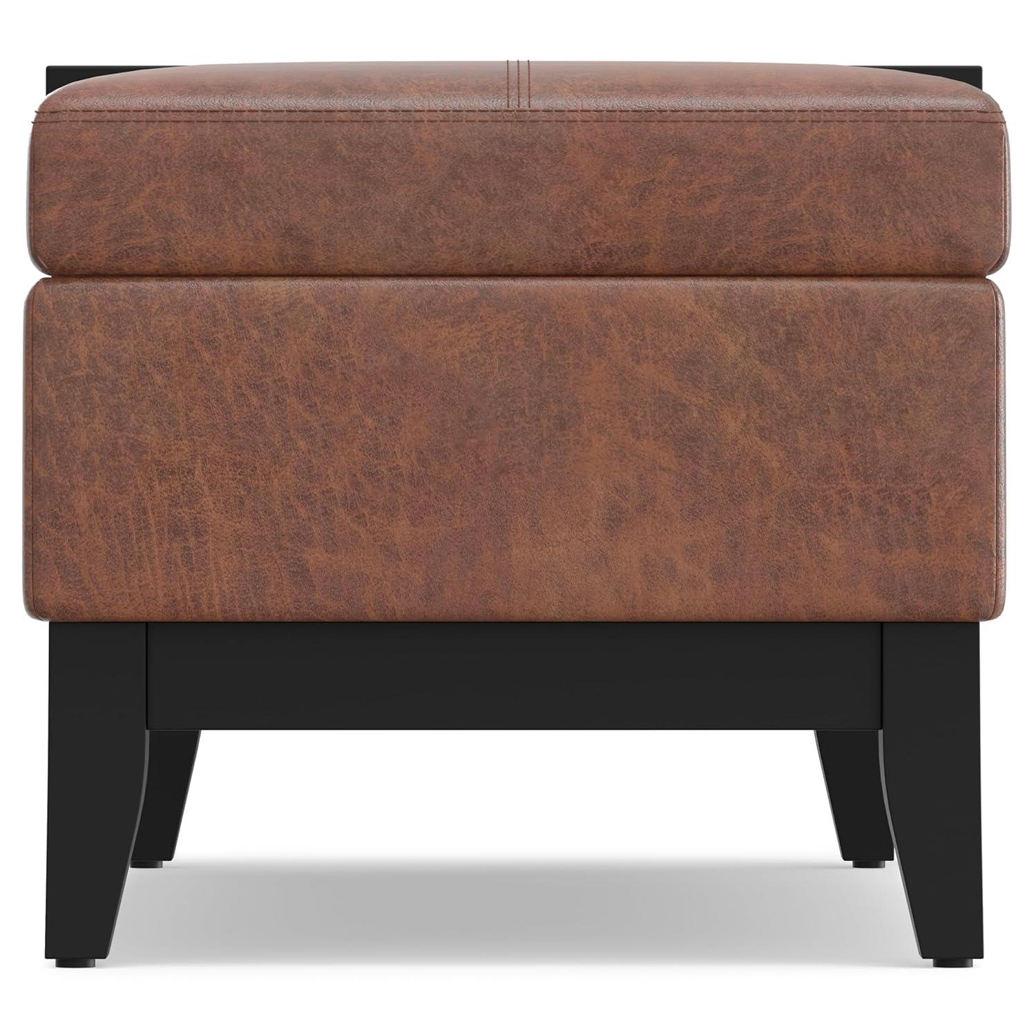 Simpli Home Oregon 42"W Upholstered Storage Ottoman Bench with Lift-Top Lid and Tray