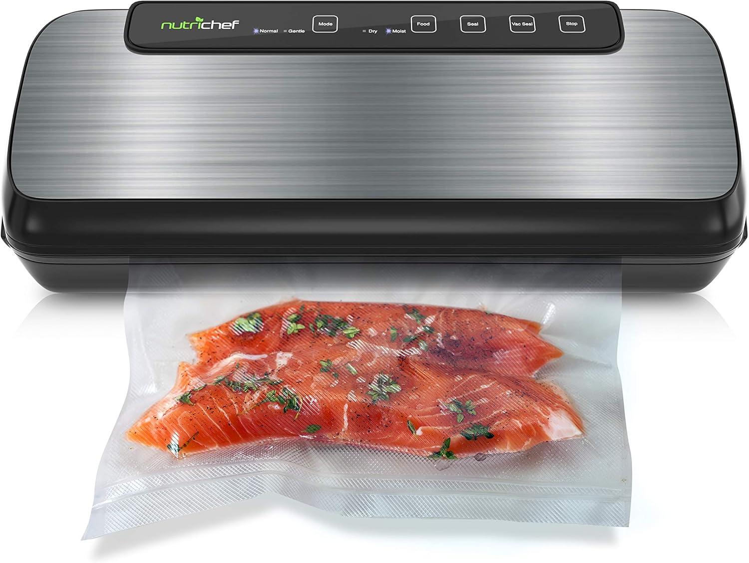 Automatic Vacuum Sealer for Food Storage with Stainless Steel Housing, Easy Operation, + Freshness Preservation