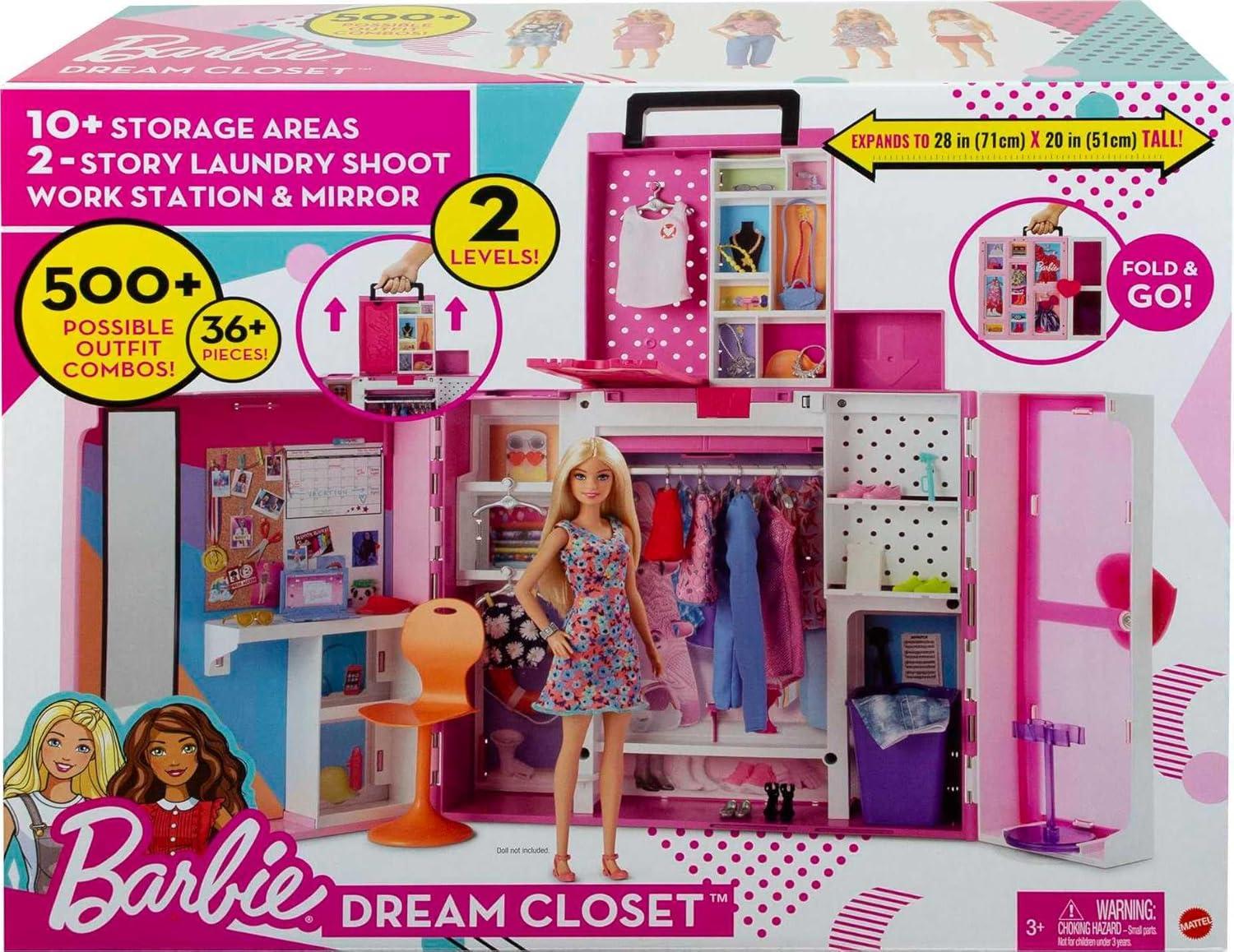 Barbie Dream Closet Playset with 35+ Clothes and Accessories, Mirror and Laundry Chute