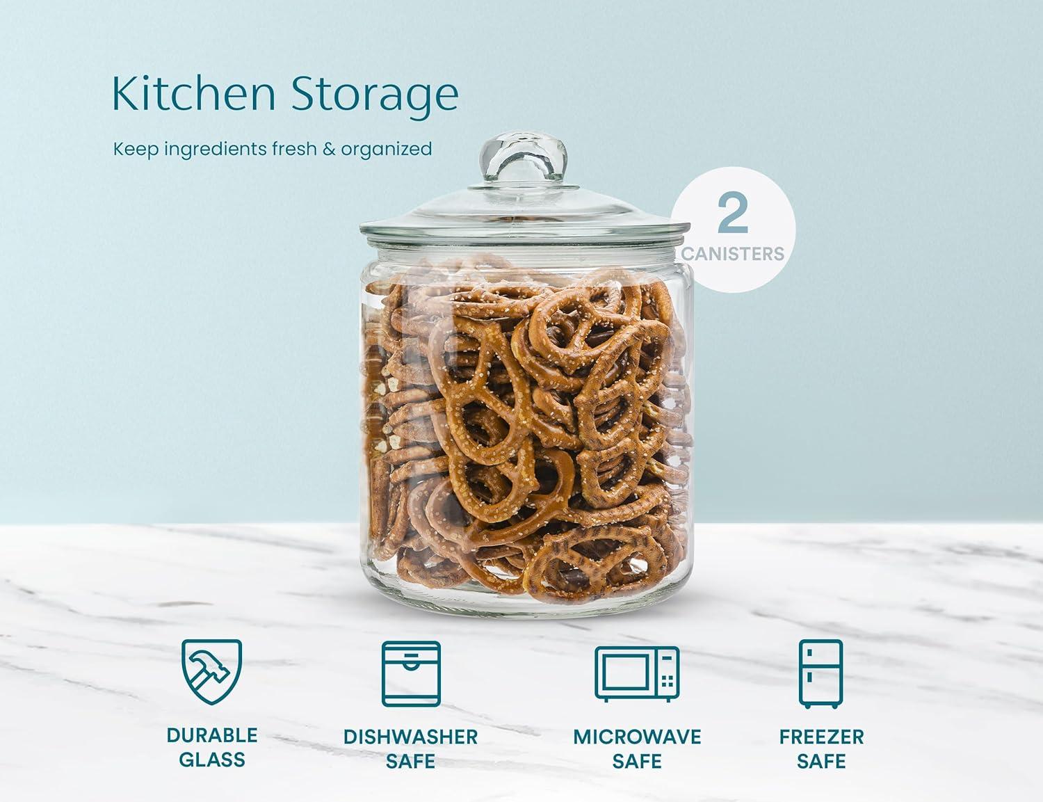 Glass Storage Jars with Chalk and Labels, 1 Gallon, Set of 2