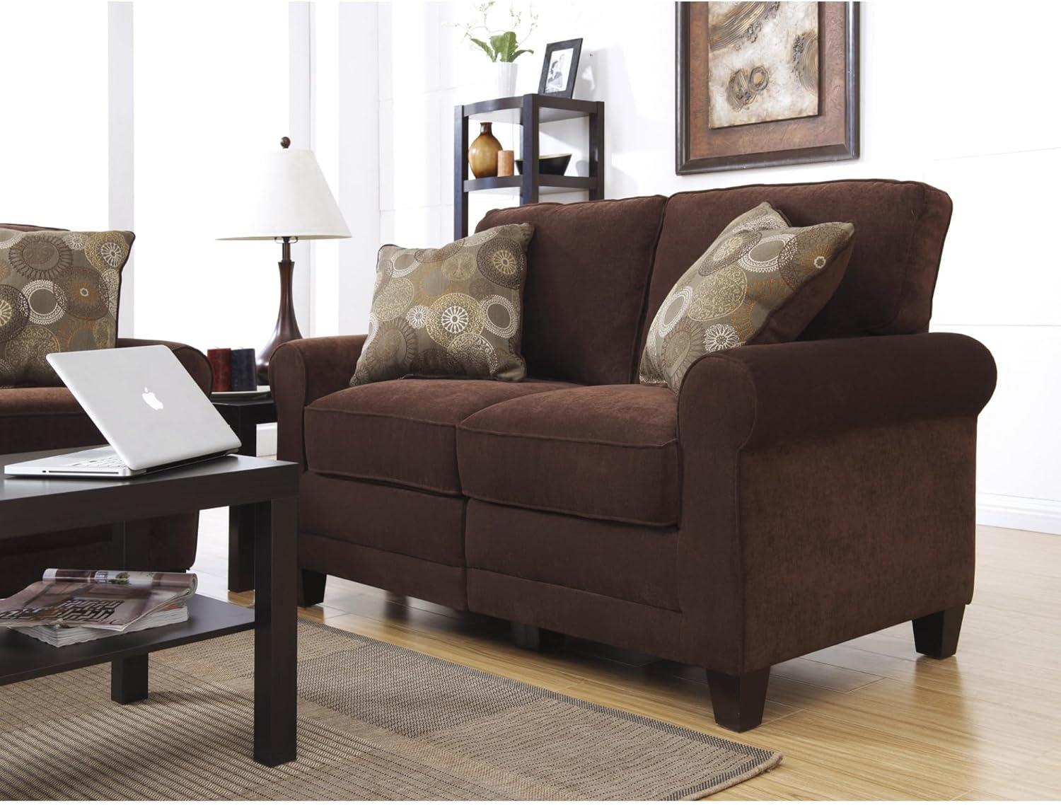 Serta Copenhagen 61" Rolled Arm Sofa, Easy Care Fabric, Soft Pillow Back, Pocket Coil Seat Cushions