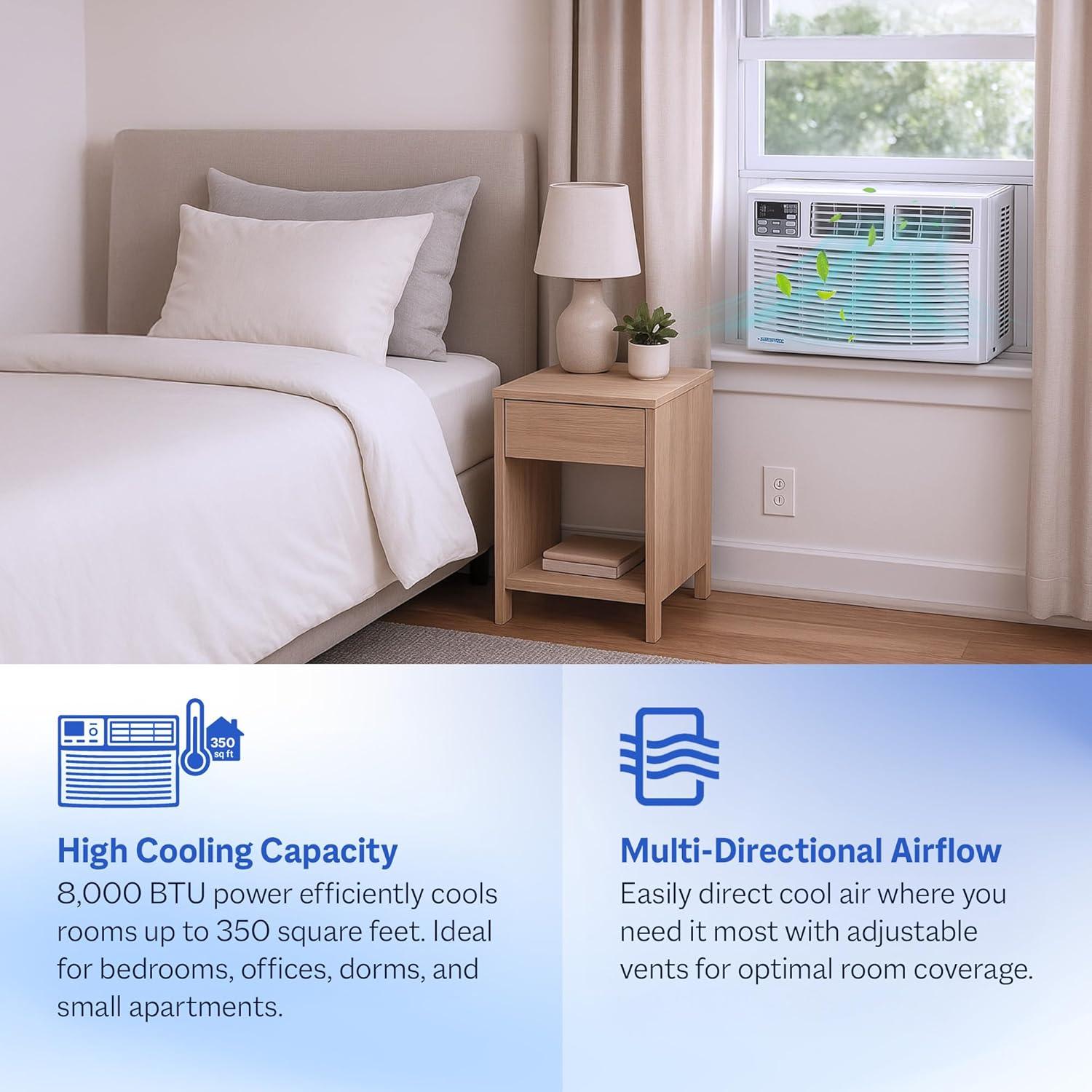 Cool-Living 8,000 BTU Window Mount Room Air Conditioner with Installation Kit