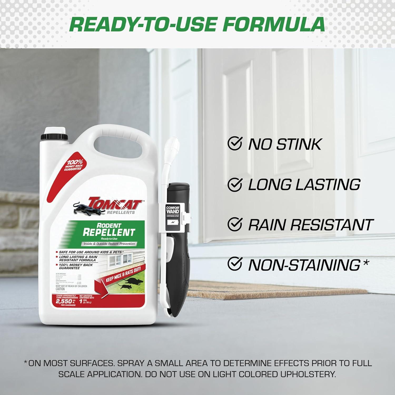 Tomcat Rodent Repellent Ready To Use With Wand - 1gal: Safe for Kids & Pets, Deters Rats