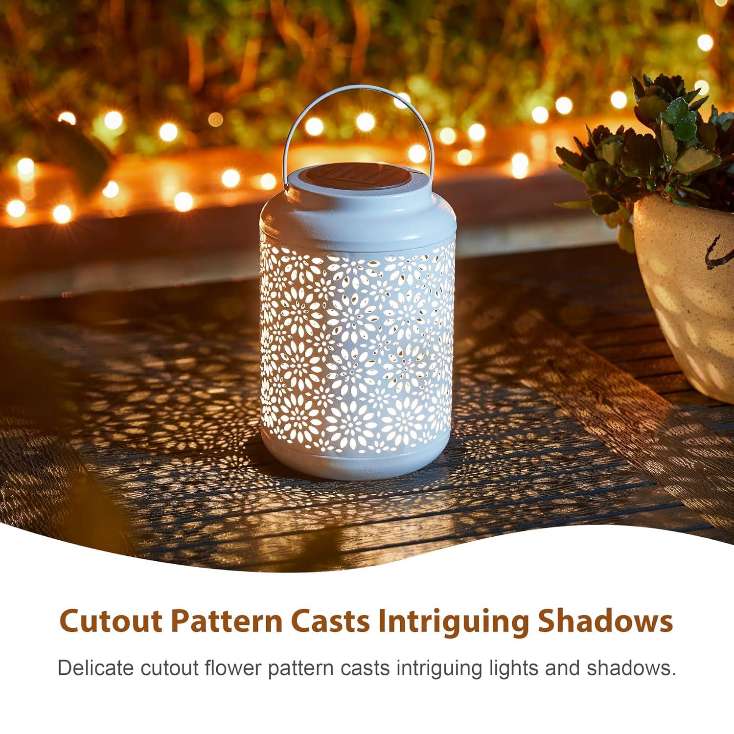 8.75" H Metal Wire Solar Powered Outdoor Hanging Lantern