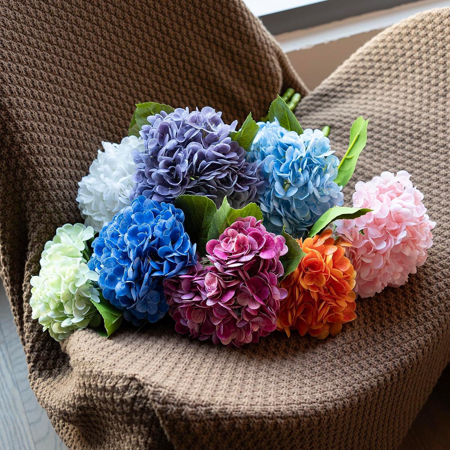 Real Touch Pink Artificial Hydrangea Bouquet for Office Decor