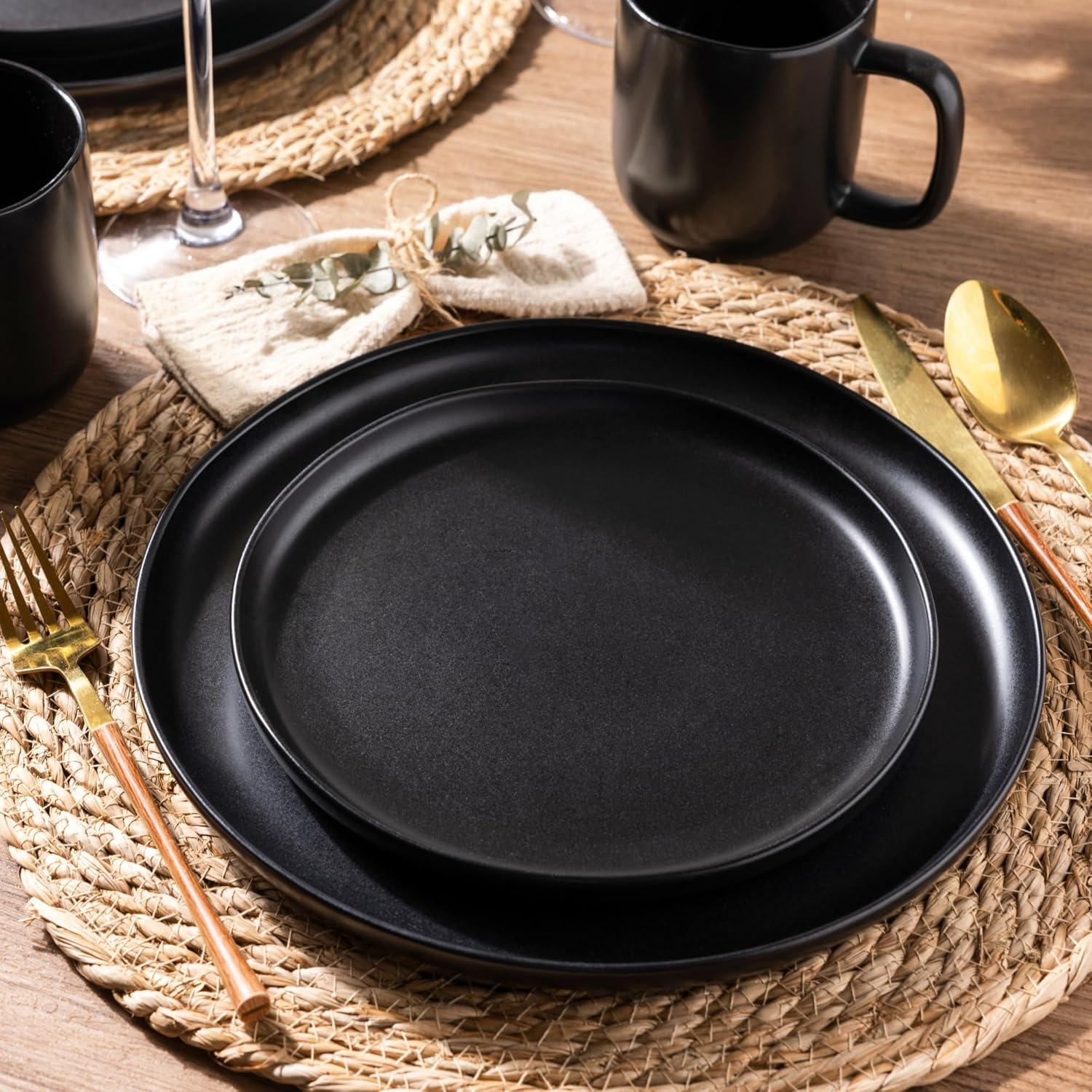 Ceramic Dinner Salad Plates Set of 6 | Wavy Rim 8.5 Inch Dish Set | Unique Design & Lead-Free | Perfect for Daily Use and Special Occasions