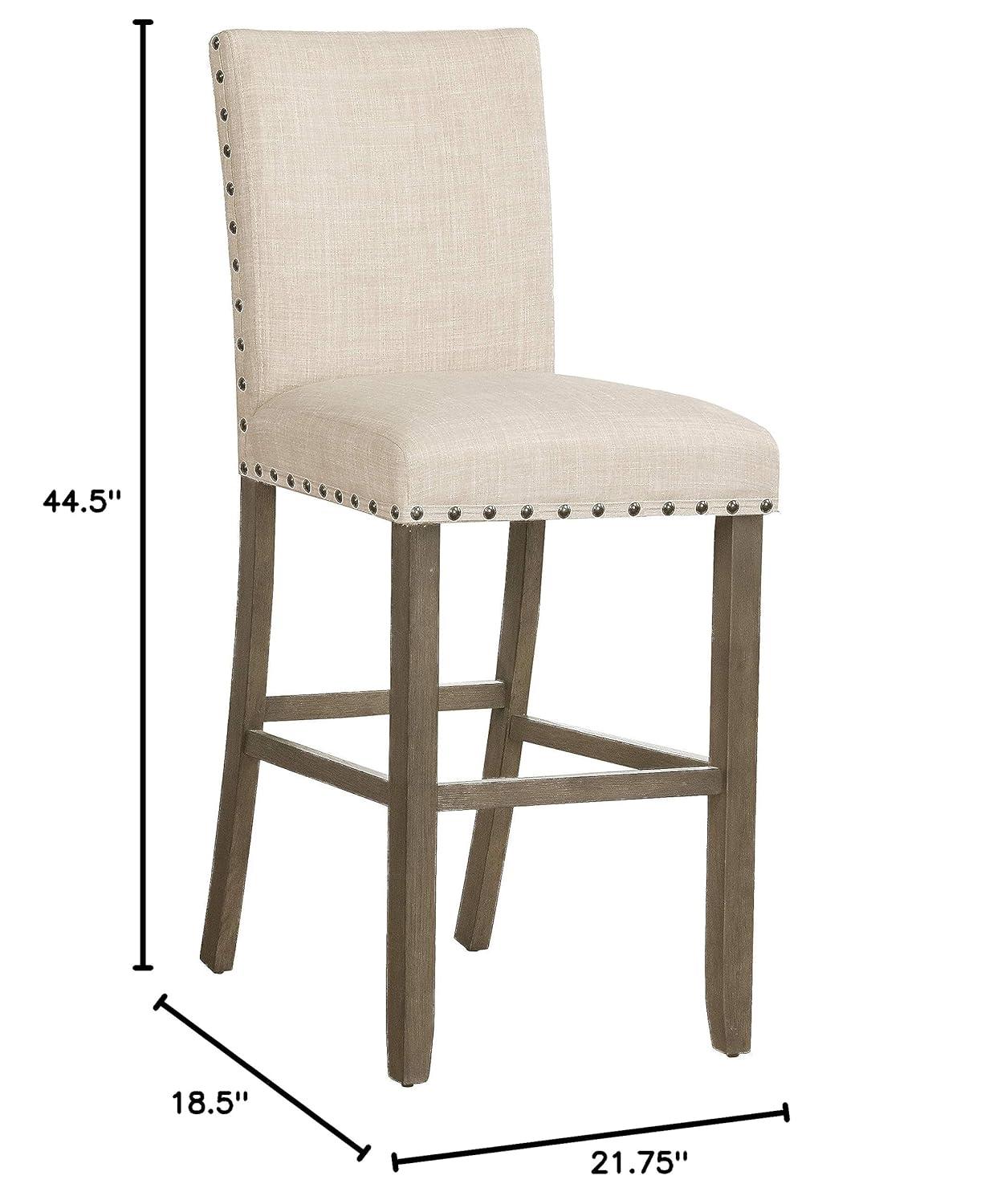 Coaster Solid Back Upholstered Fabric Bar Stools in Beige