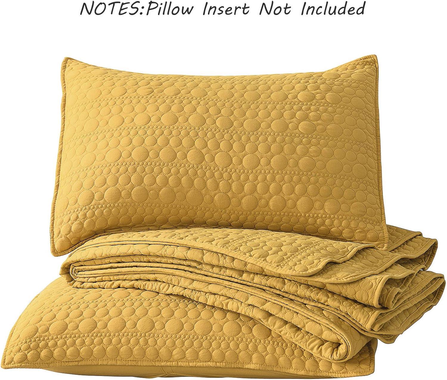 HORIMOTE HOME Quilt Set Queen Size Yellow, Classic Geometric Diamond Stitched Pattern, Ultra Soft Lightweight Bedding Set Bedspread Coverlet for All Season 3 Pieces (1 Quilt and 2 Pillow Shams)