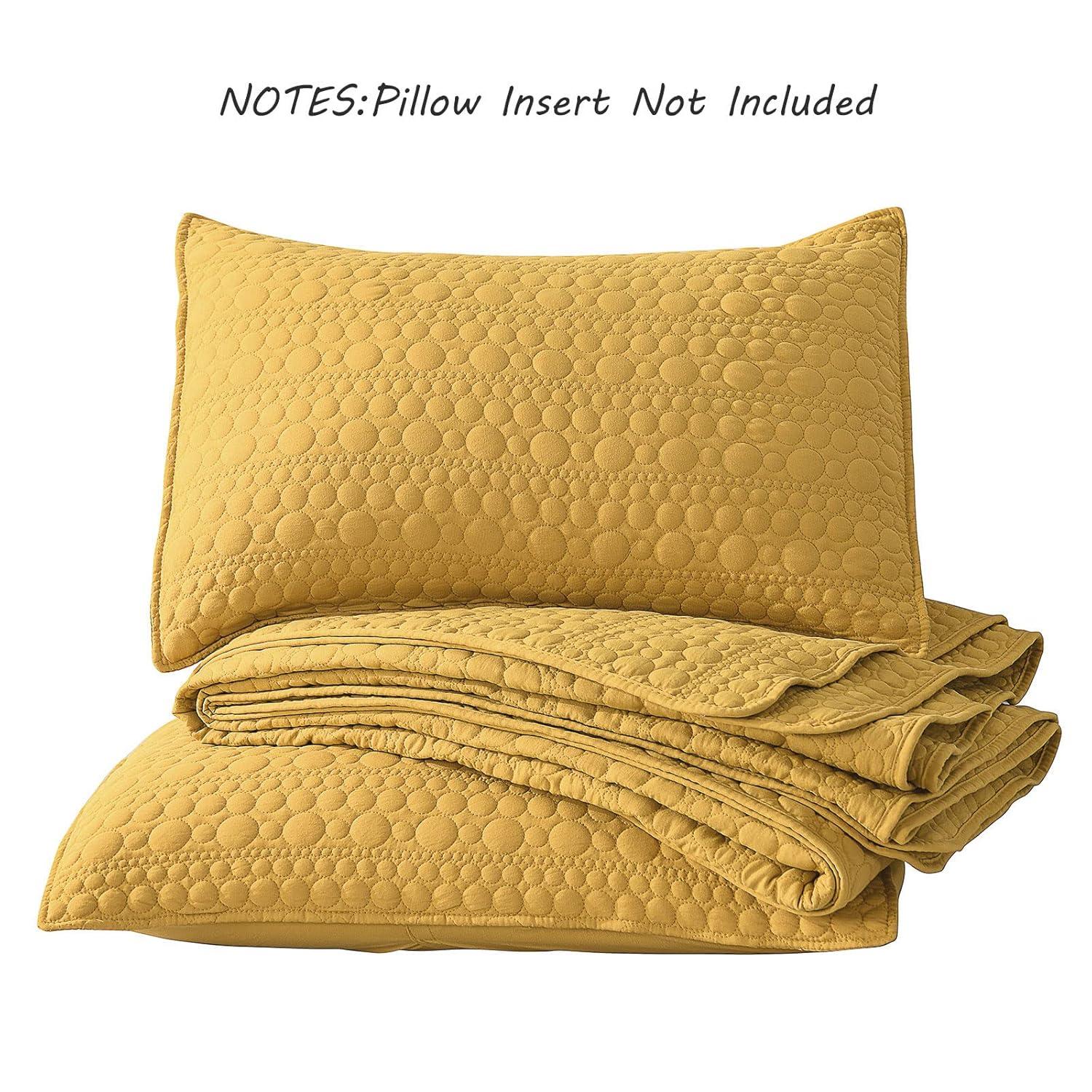 HORIMOTE HOME Quilt Set Queen Size Yellow, Classic Geometric Diamond Stitched Pattern, Ultra Soft Lightweight Bedding Set Bedspread Coverlet for All Season 3 Pieces (1 Quilt and 2 Pillow Shams)