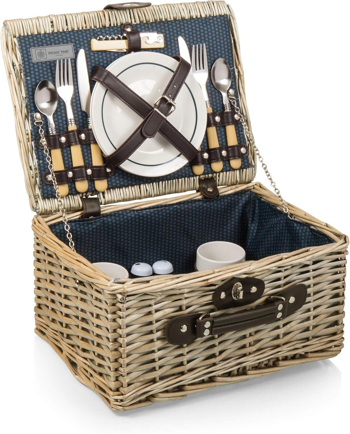 Picnic Time Catalina Wicker Picnic Basket with Picnic