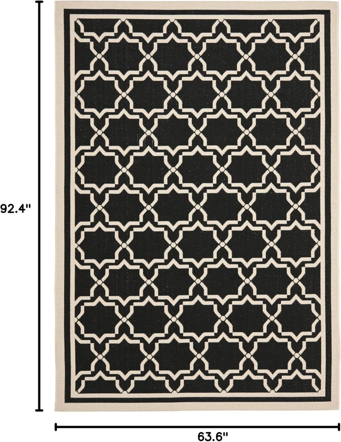 Courtyard CY6916 Power Loomed Indoor and Outdoor Area Rug - Black/Beige - 5'3"x7'7" - Safavieh
