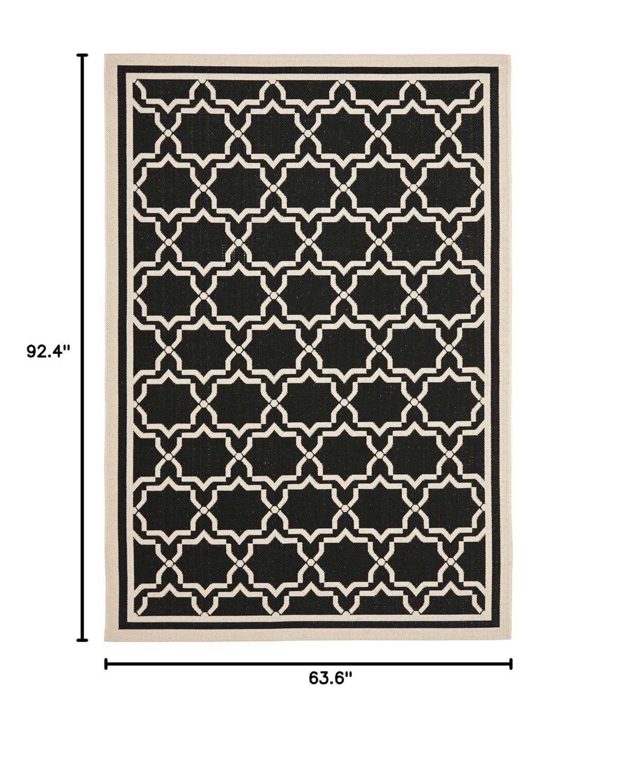 Courtyard CY6916 Power Loomed Indoor and Outdoor Area Rug - Black/Beige - 5'3"x7'7" - Safavieh