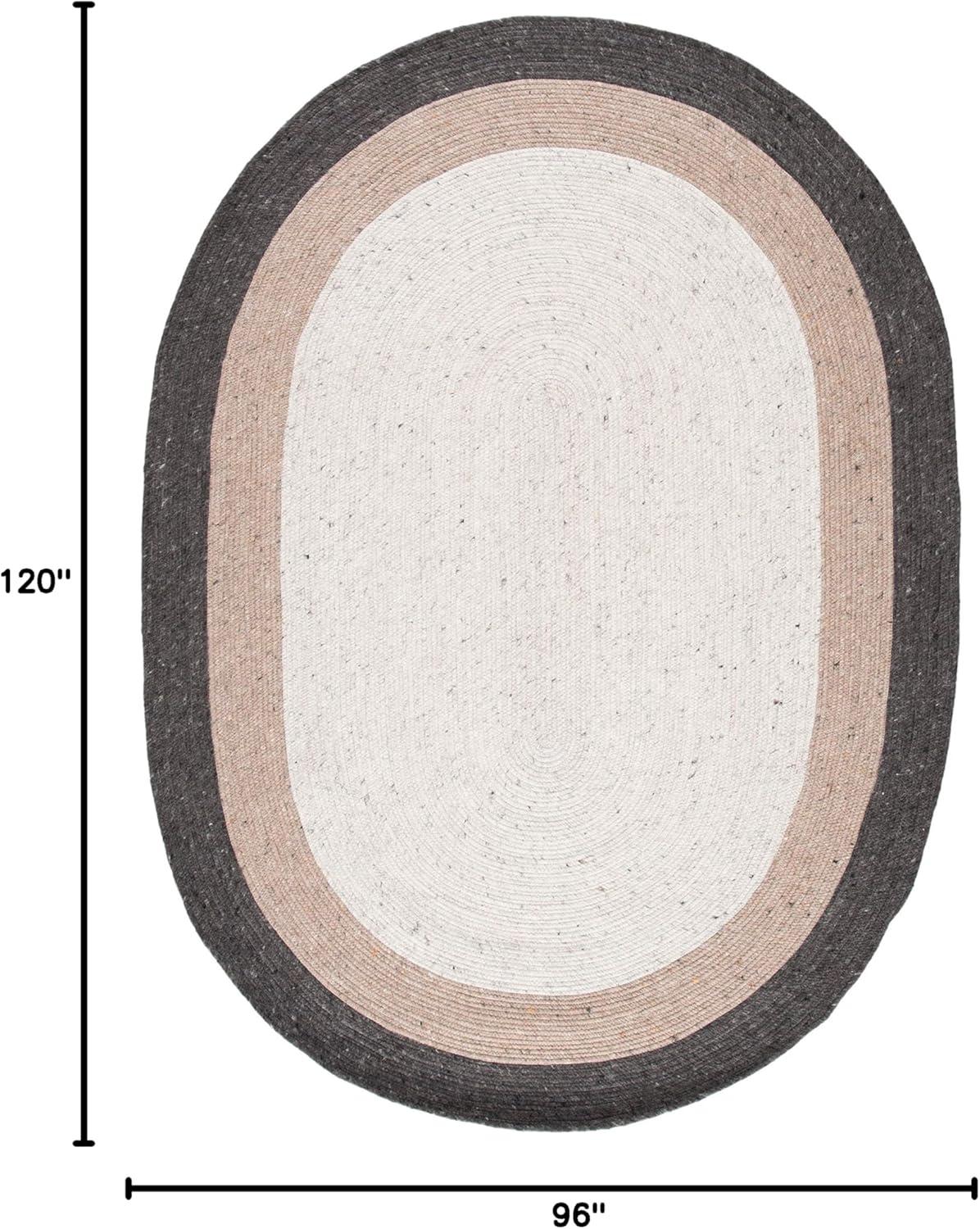 Braided BRD903 Hand Woven Indoor Area Rug - Charcoal/Ivory - 8'x10' Oval - Safavieh