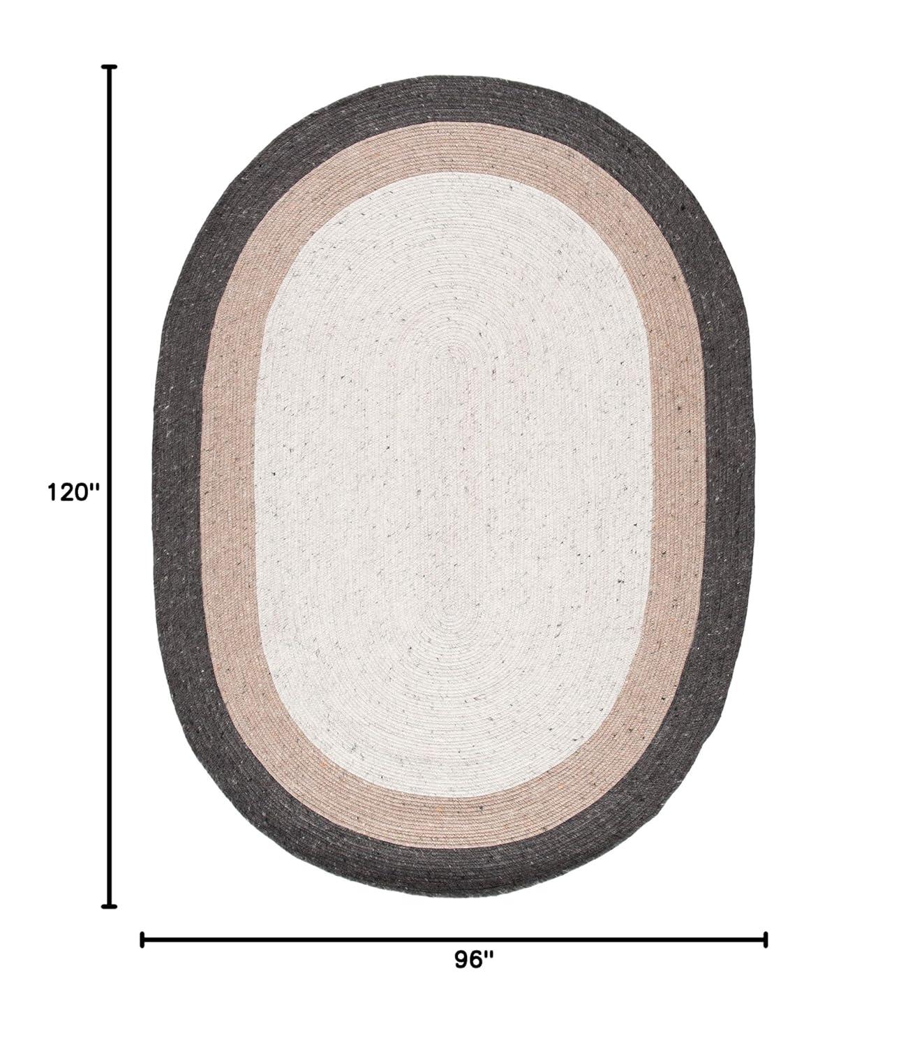 Braided BRD903 Hand Woven Indoor Area Rug - Charcoal/Ivory - 8'x10' Oval - Safavieh