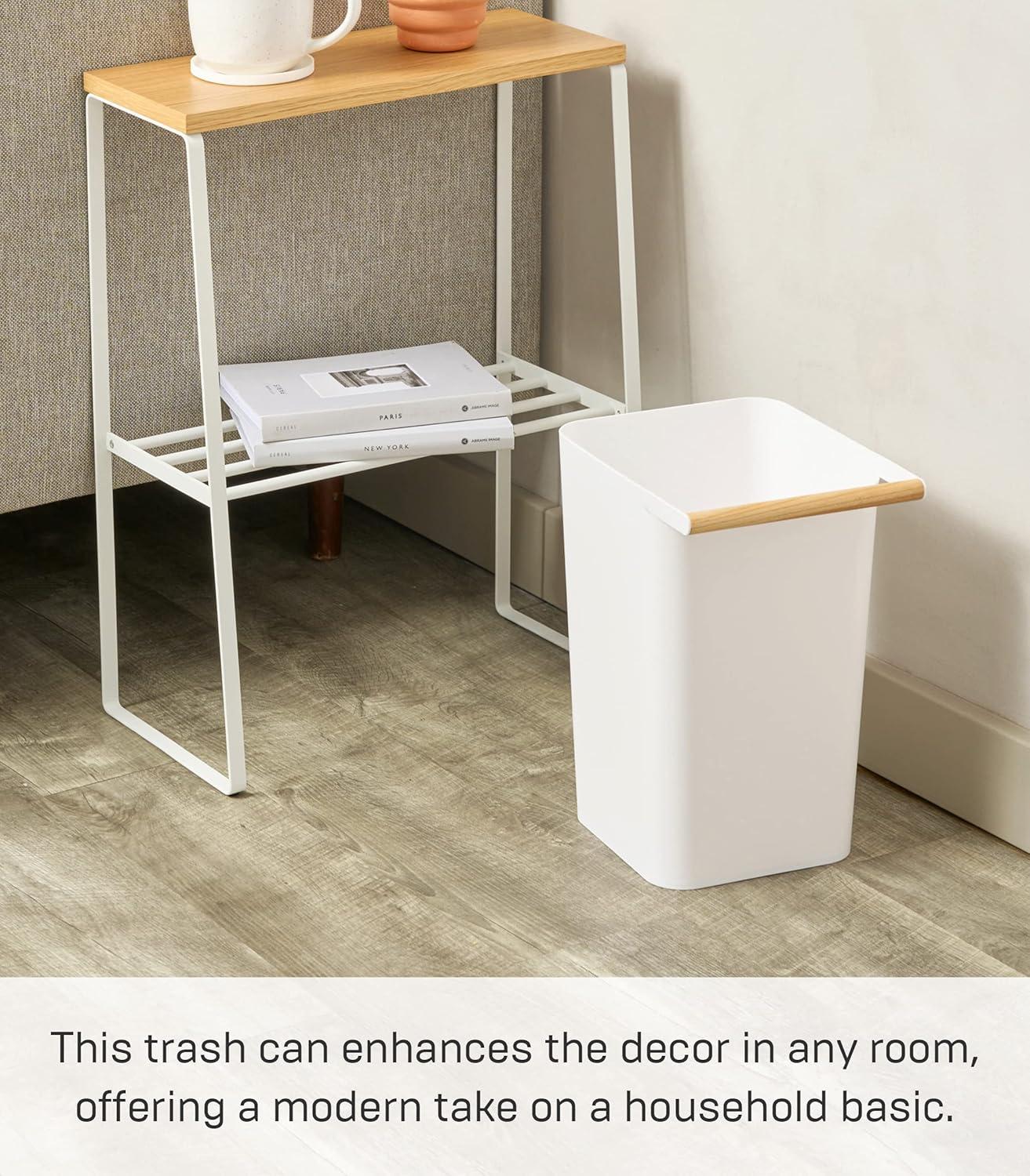 Como Yamazaki Home Slim Square Trash Can Garbage Waste Basket For Bathroom or Kitchen, 2.5 gallons