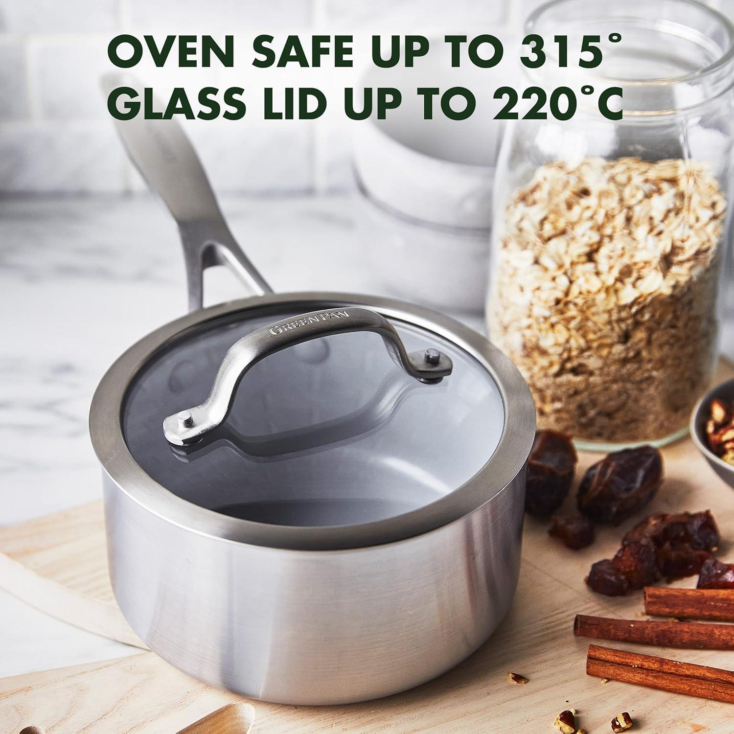 GreenPan Venice Pro Healthy Ceramic Nonstick 1.5 Quart Covered Sauce Pan