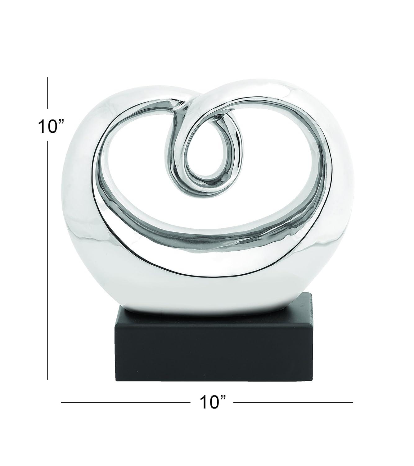 Wrought Studio™ Allye Ceramic Swirl Abstract Decorative Silver Sculpture with Black Base