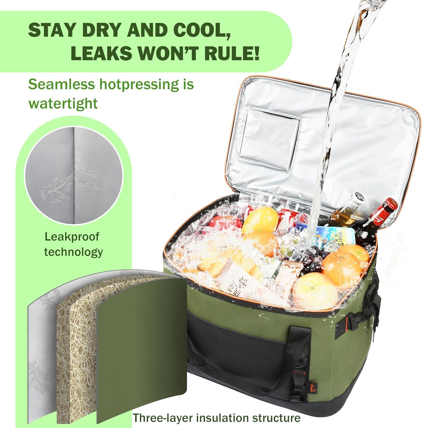 Tirrinia Tirrinia 31qt/48 Cans Soft Sided Cooler, Large capacity Soft Ice Chest, Portable Beach Cooler, Tirrinia CB