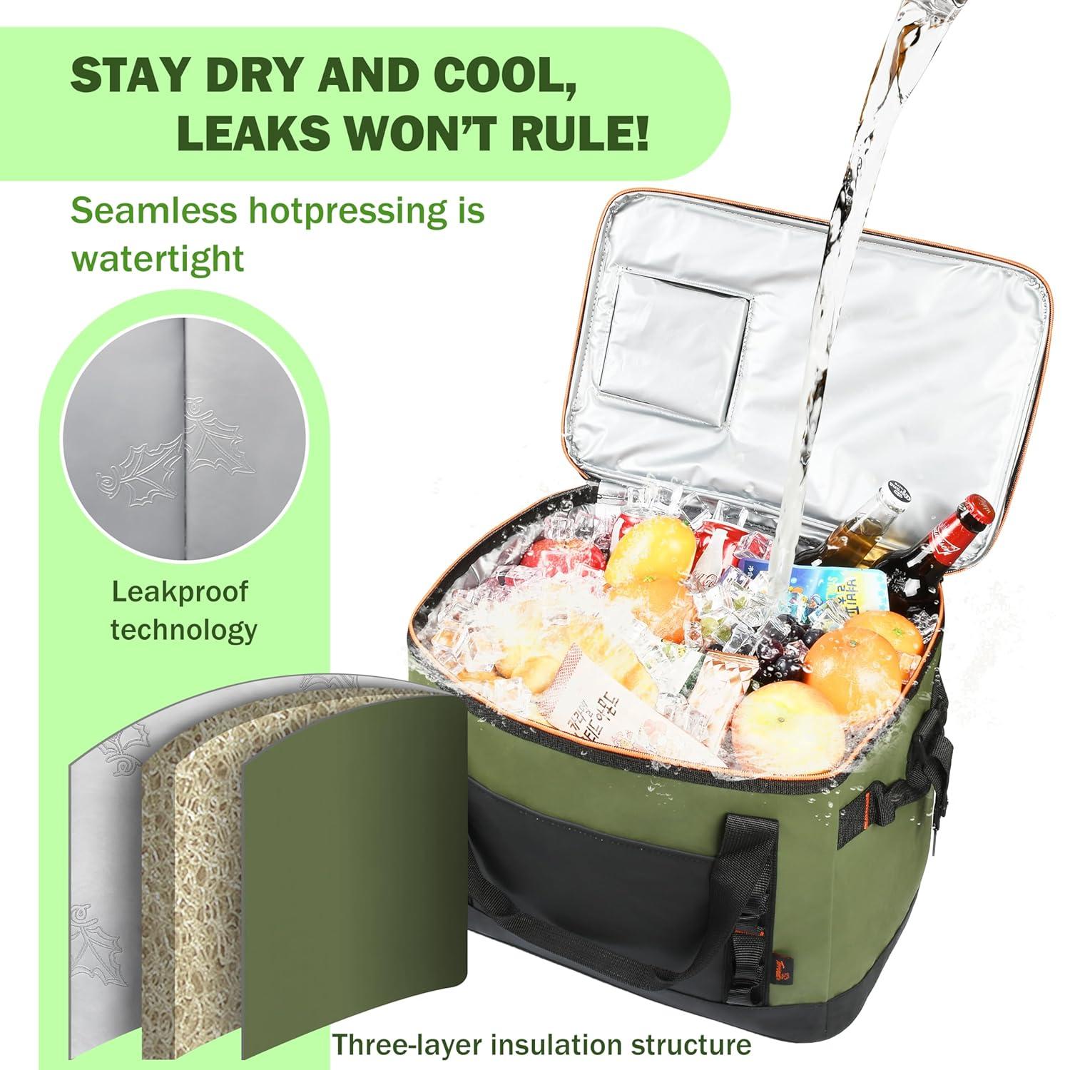 Tirrinia Tirrinia 31qt/48 Cans Soft Sided Cooler, Large capacity Soft Ice Chest, Portable Beach Cooler, Tirrinia CB