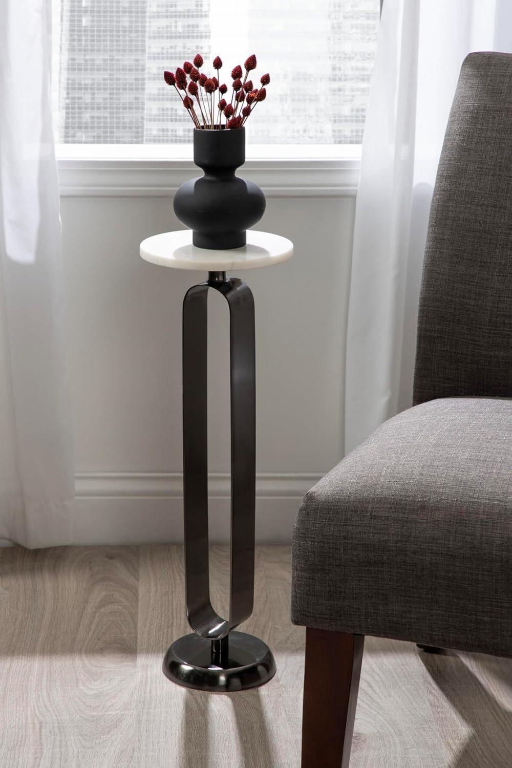 Kate and Laurel Helio Glam Drink Table, 8x8x24, Pewter