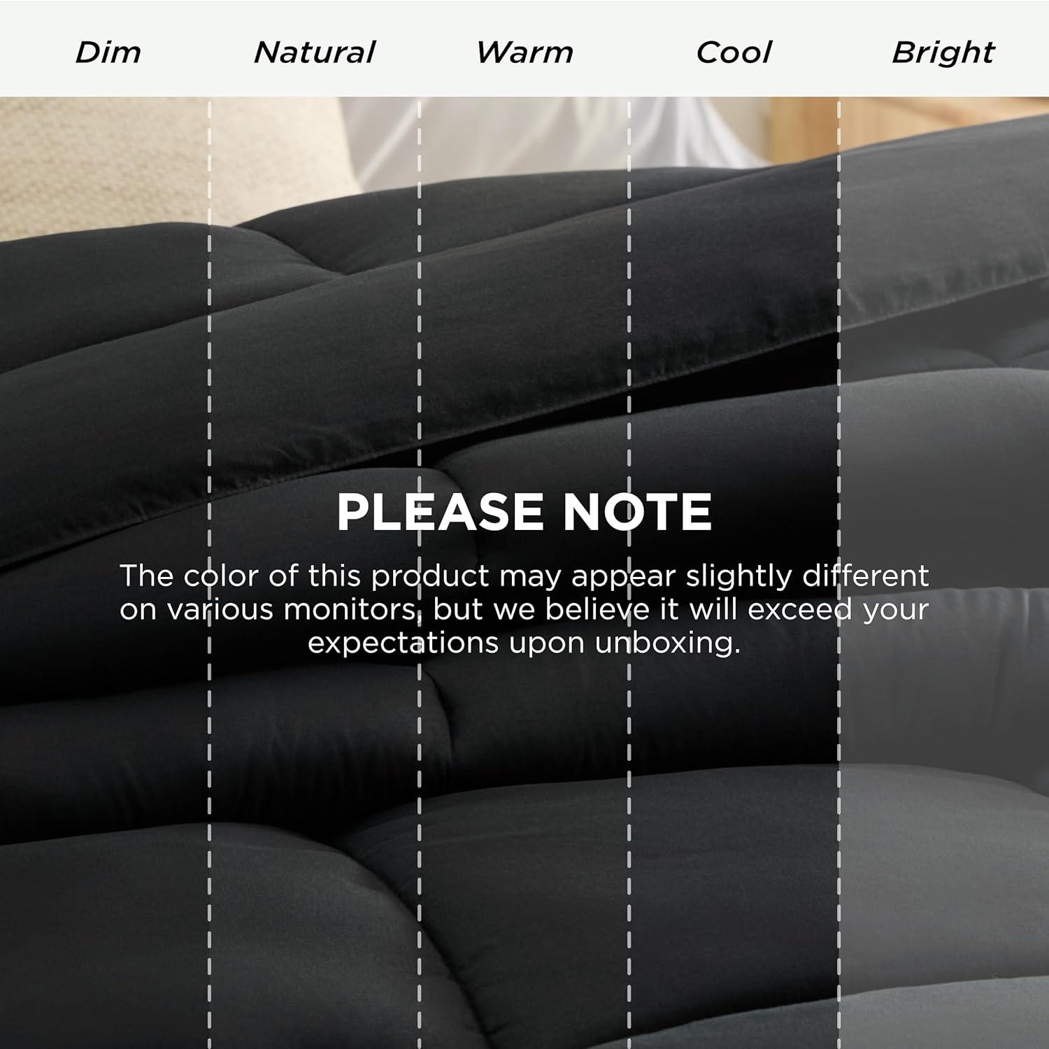 Bedsure Comforter Duvet Insert - Quilted Comforters Queen Size, All Season Duvet, GentleSoft Down Alternative Bedding, with 8 Tabs, Gifts for Women/Men, Black, Queen 88 x 88 Inches