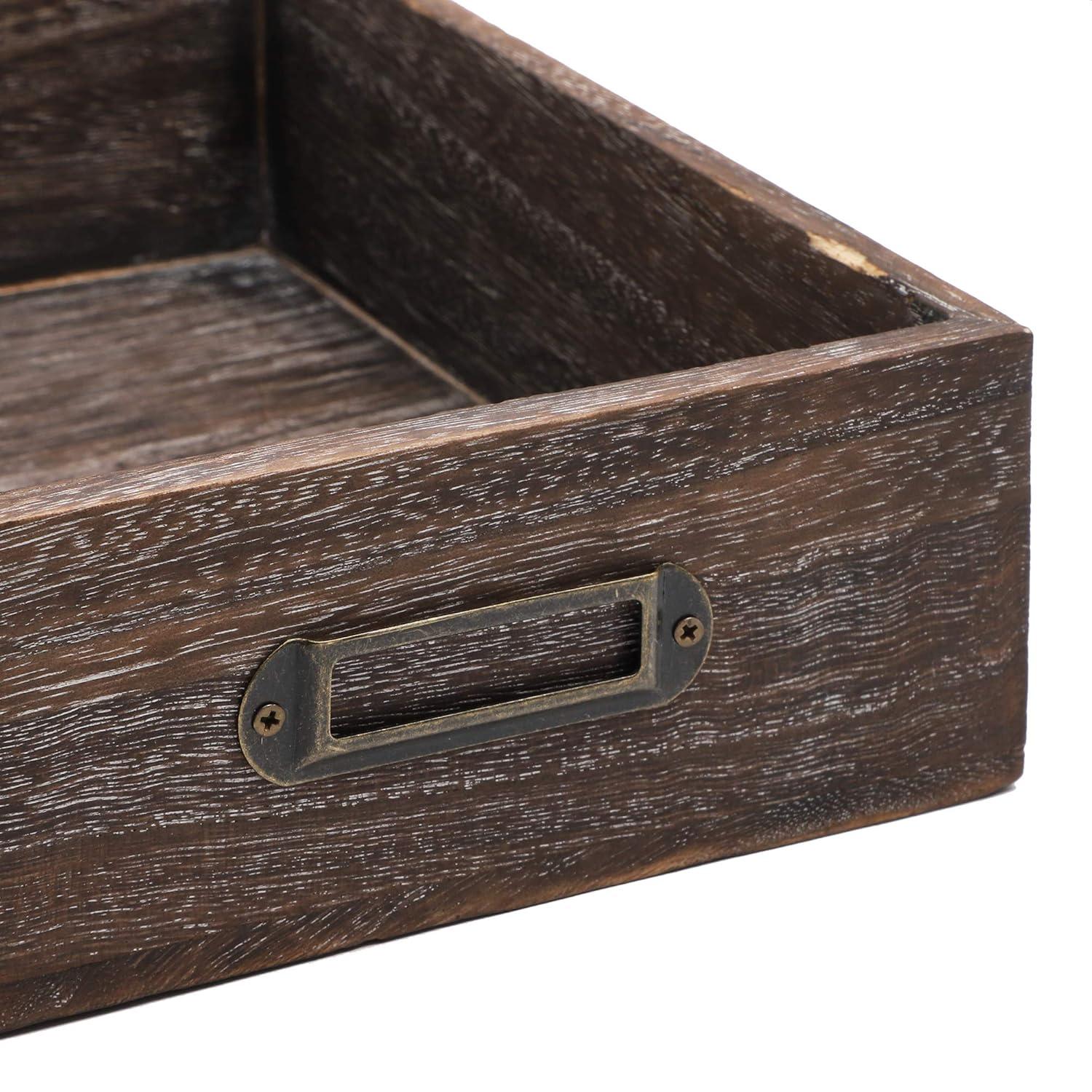 Juvale Rustic Wood Stackable Paper Tray, Vintage Office Desk Desktop Holder Organizer for Documents Files Folders Magazines, 10.5 inches