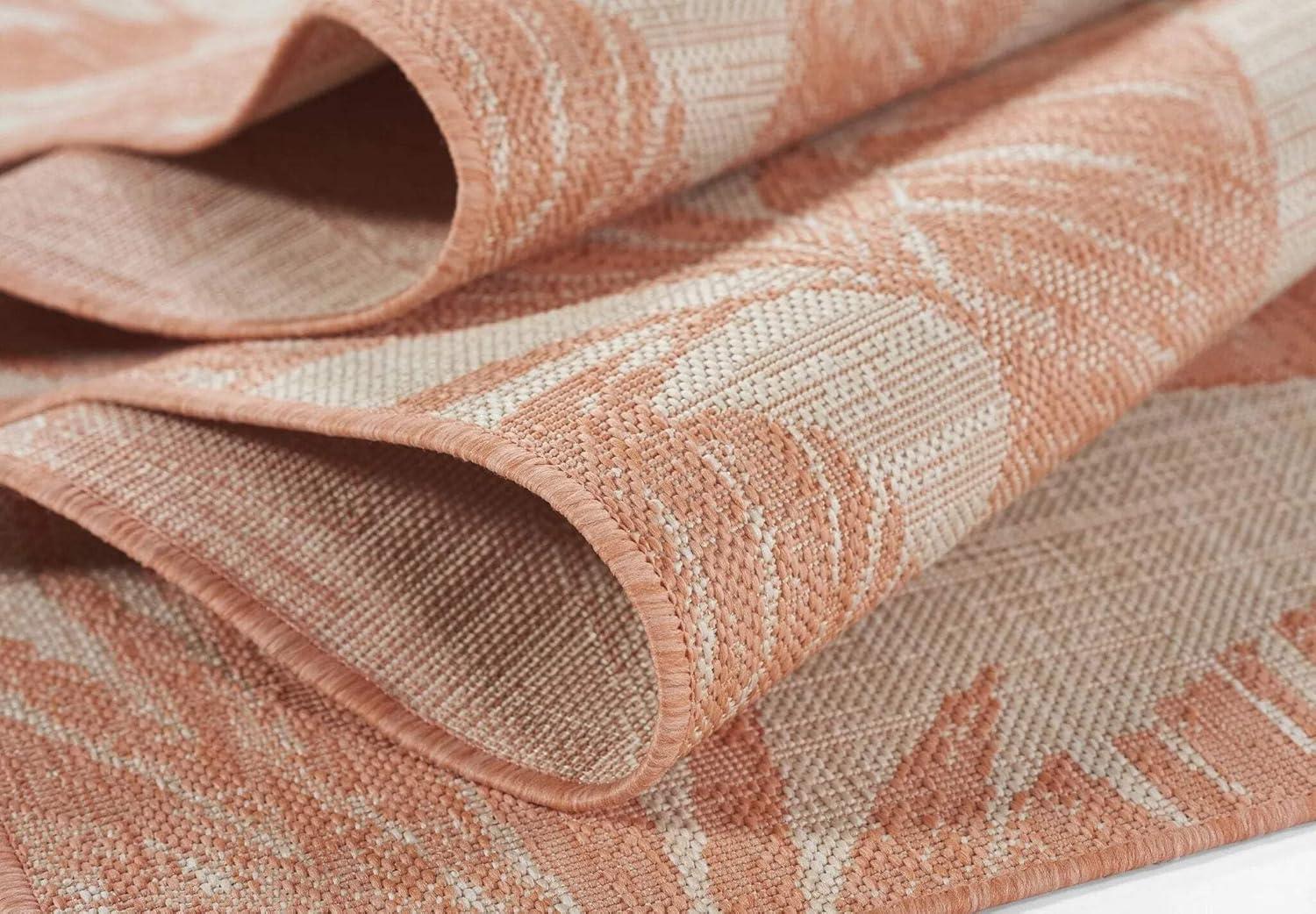 Momeni 6'6"x9' Riviera Grayson Area Rug Coral: Geometric Pattern, Indoor/Outdoor, Low Pile, Polypropylene, Machine Made