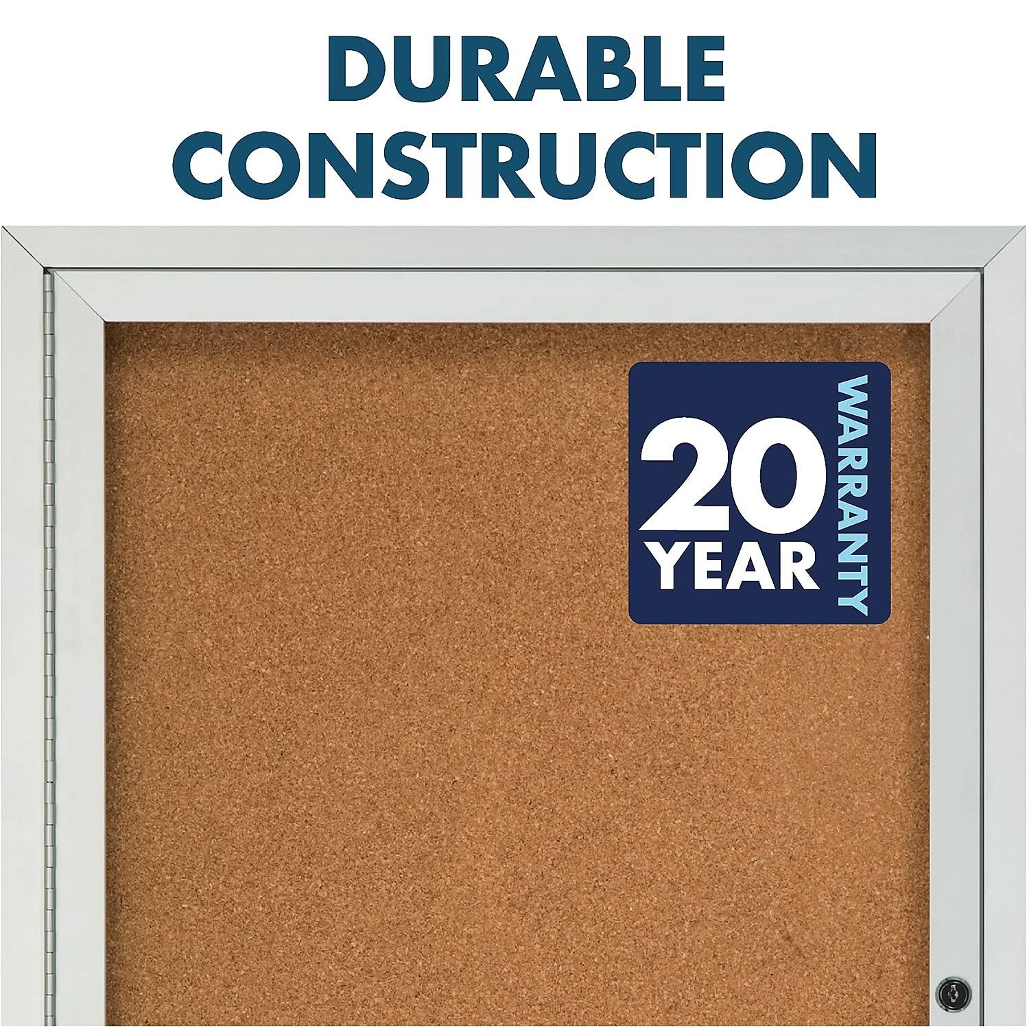 Quartet Enclosed Cork Bulletin Board for Indoor Use, 6' x 4', 3 Door, Aluminum Frame
